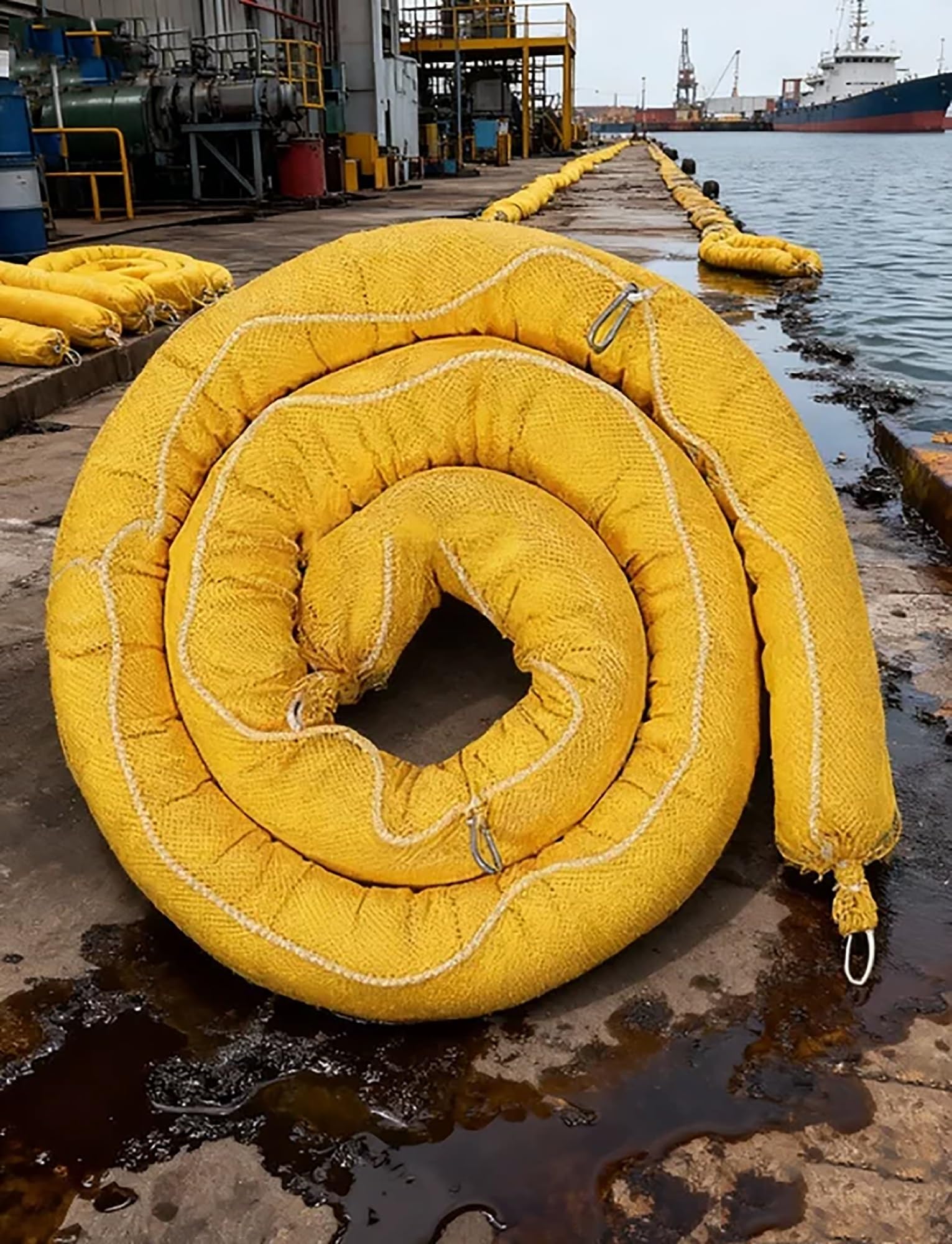 Barreras de contención de derrames de petróleo, Barrera Absorbente de petróleo de Alta Resistencia - Productos industriales para la Limpieza de derrames de petróleo Marinos | Absorbedor de a