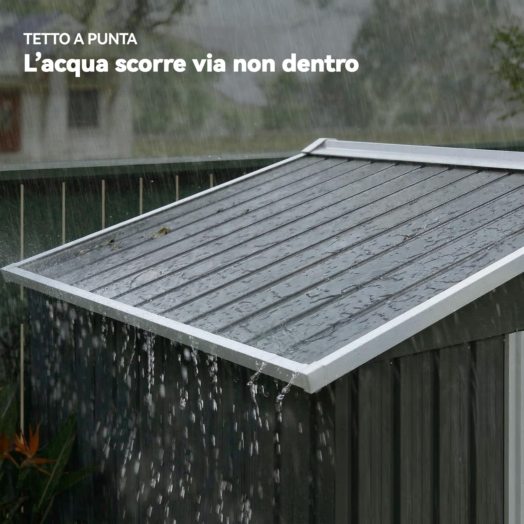 Outsunny Casetta da Giardino 2.8m² Acciaio Zincato con Prese d'Aria, Capanno Attrezzi 2 Porte Scorrevoli, 195.5x158.5x188 cm, Nero