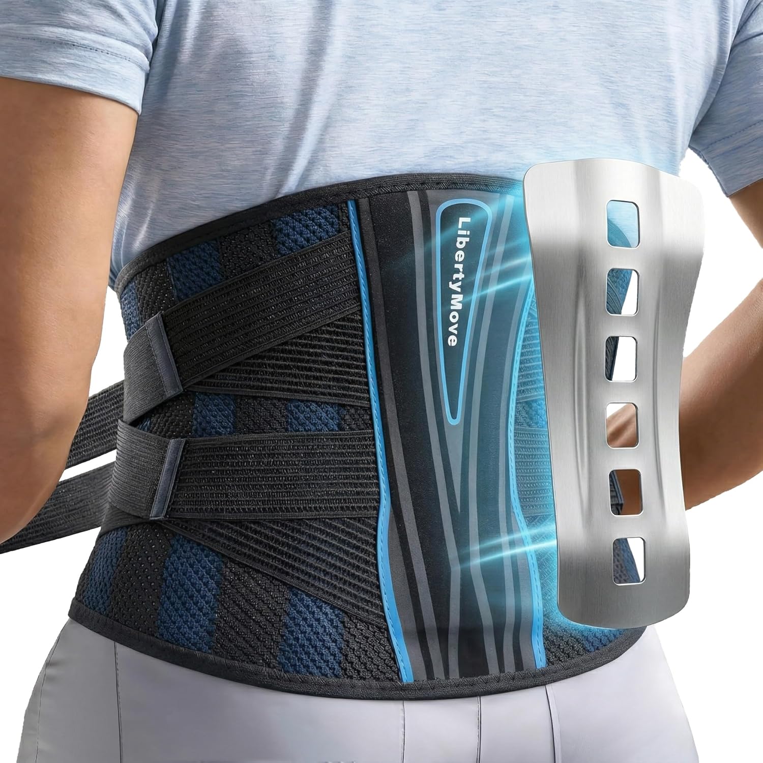 Firm Yet Comfortable Back Brace for Lower Back Pain Relief, Herniated Disc, Sciatica & Scoliosis, 9" Wide Lumbar Support Belt with Removable Metal Support Panel & Reinforced Stays, Adjustable Compression for Work & Lifting
