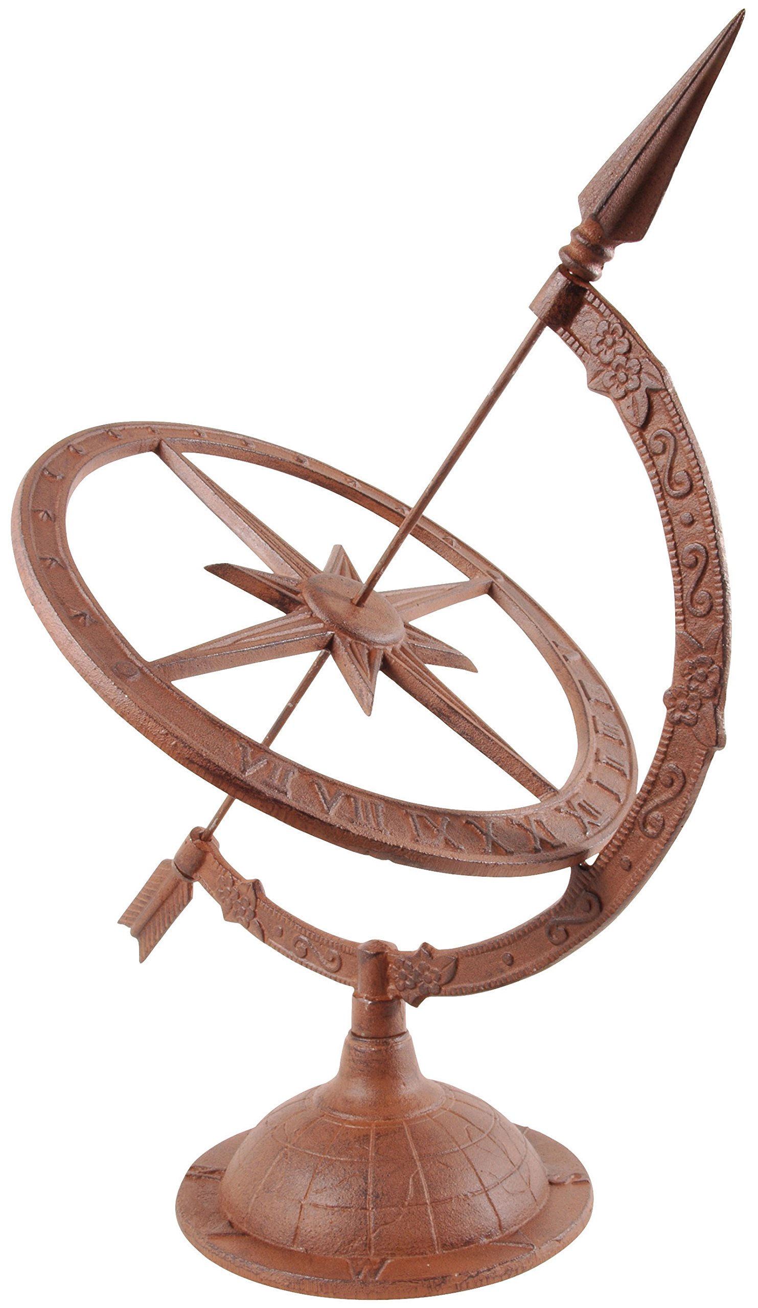 Esschert Design Cadran Solaire en Fonte L, Marron, 34,3 x 39.8 x 54.2