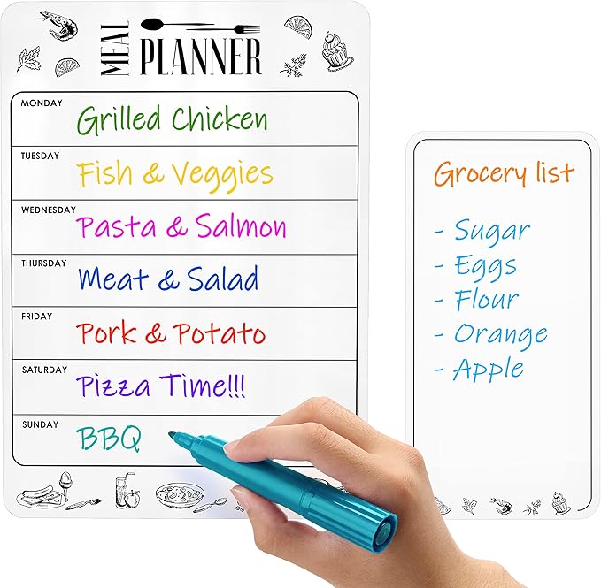 Meal Planner for Refrigerator Dry Erase A4 and