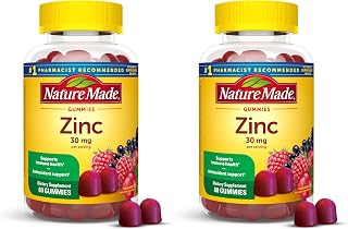 Nature Made Zinc Supplements 30 mg Per Serving, Dietary Supplement for Immune Health and Antioxidant Support, 60 Zinc Gummies, 30 Day Supply, (Pack of 2)