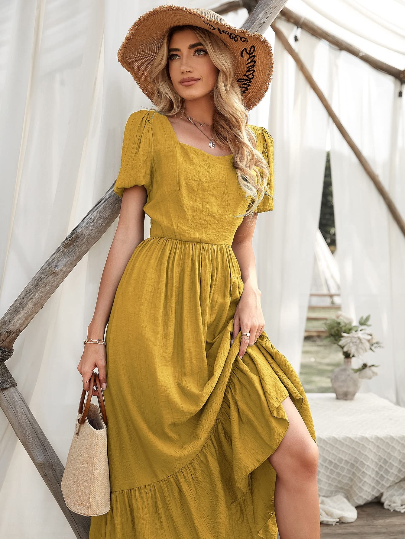 chinese dress ladies Amazon.com: Women's Dresses Ruffle Hem Puff Sleeve Dress Dress for Women ( Color : Mustard Yellow, Size : 4X-Large) : Clothing, Shoes & Jewelry