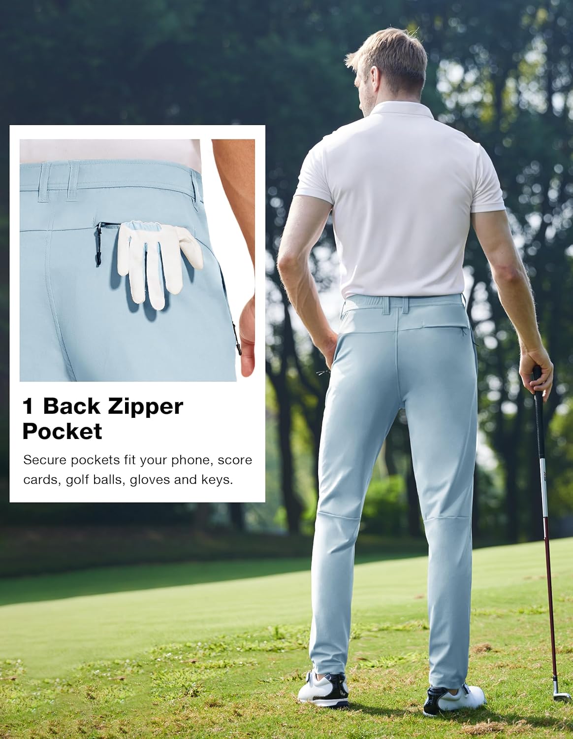 SPECIALMAGIC Golf Pants Men Stretch Slim fit Hiking Pants Lightweight Dress Casual Tapered Zipper Pockets - Image 4