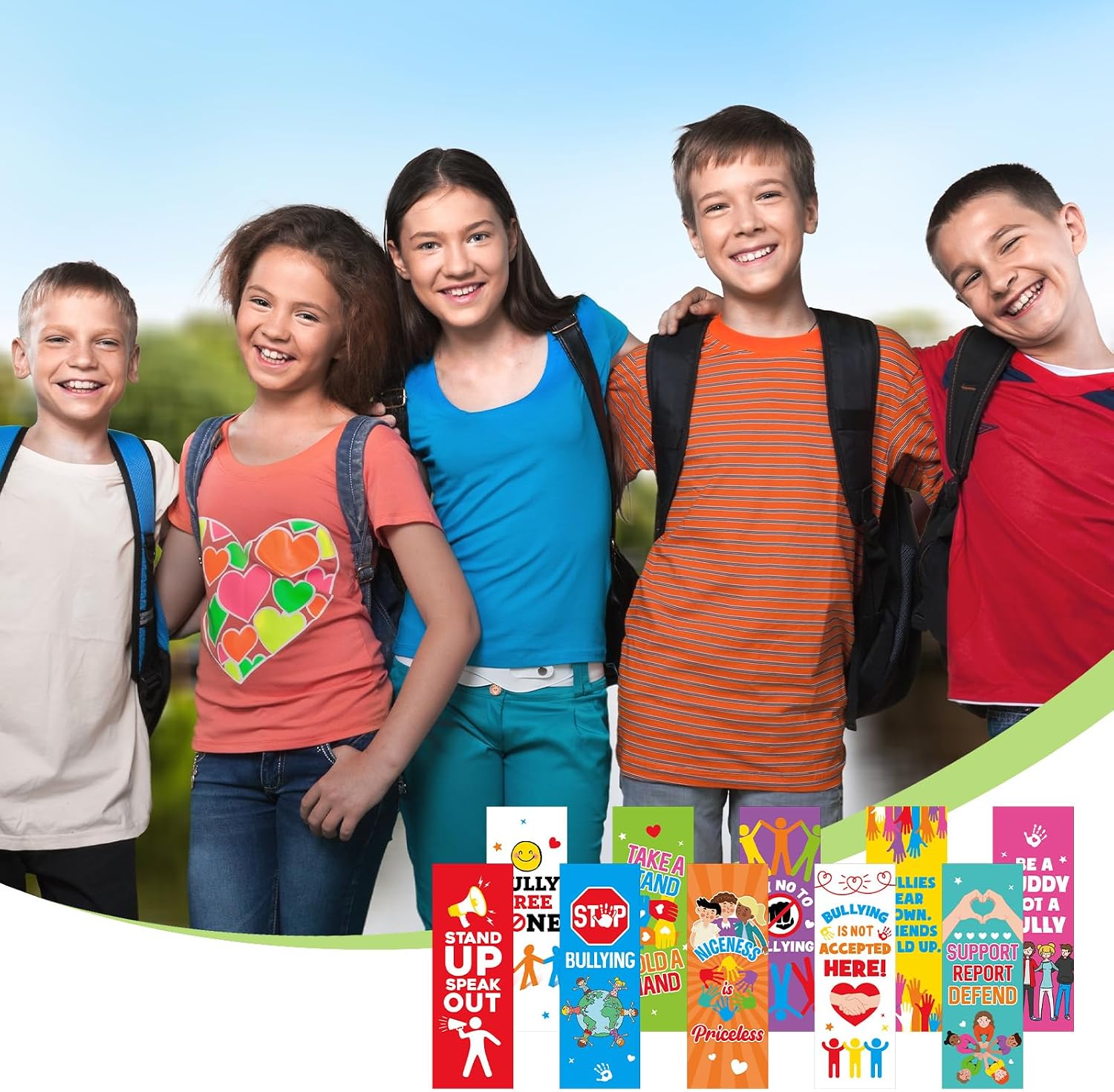 Epakh 100pcs Anti Bullying Bookmark for Classroom, 5.51 x 1.97 Inch,Classic image 3
