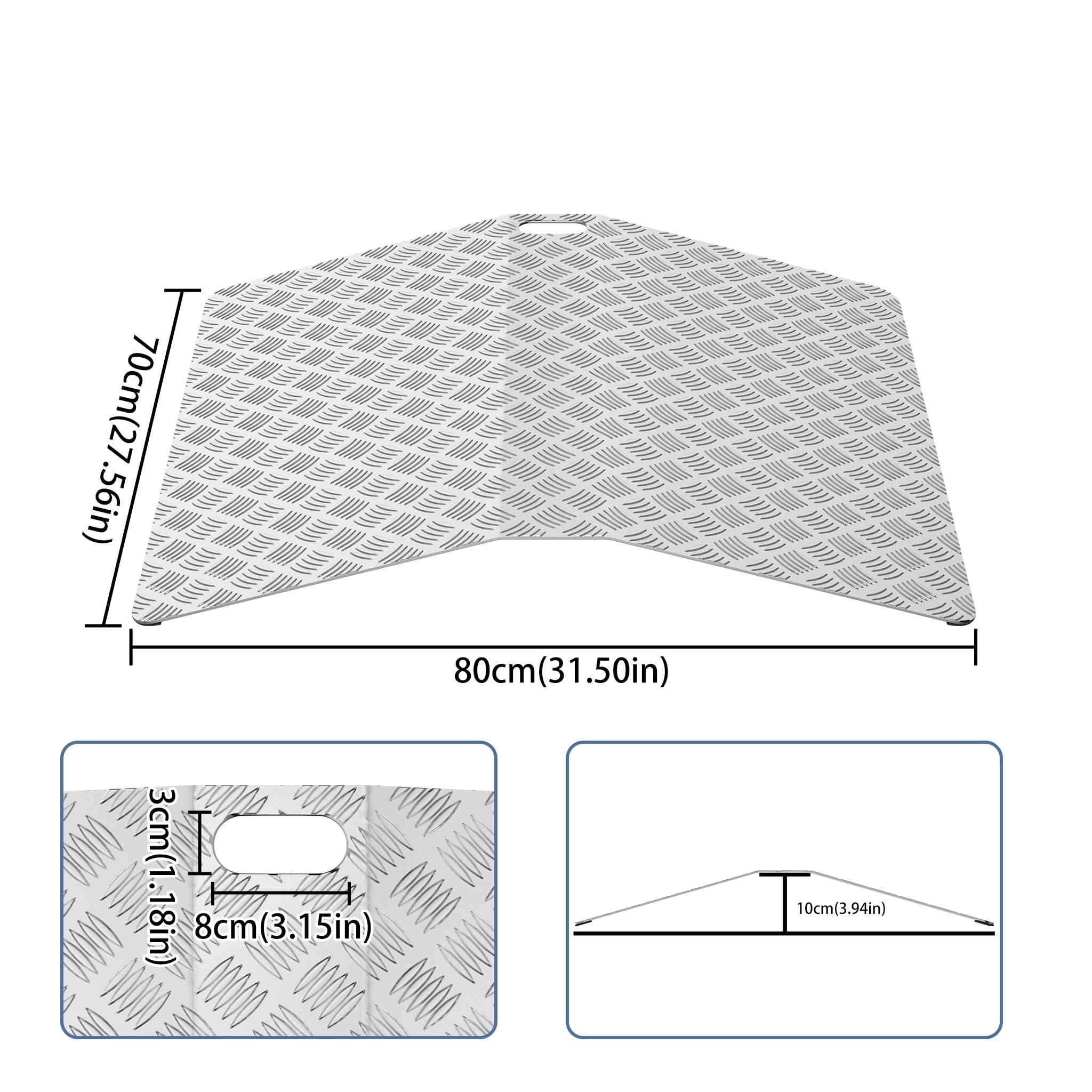 FIVMEN Rampa dla wózków inwalidzkich, rampa progowa z aluminium, rampa dla wózków inwalidzkich, nośność 270 kg, rampa progowa, wysokość 10 cm, szerokość 80 cm