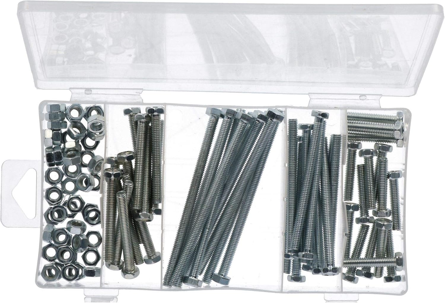 100pc Nut And Bolt Set 6mm Thread (M6 x 1.0) Various Length 30-100mm Bolts