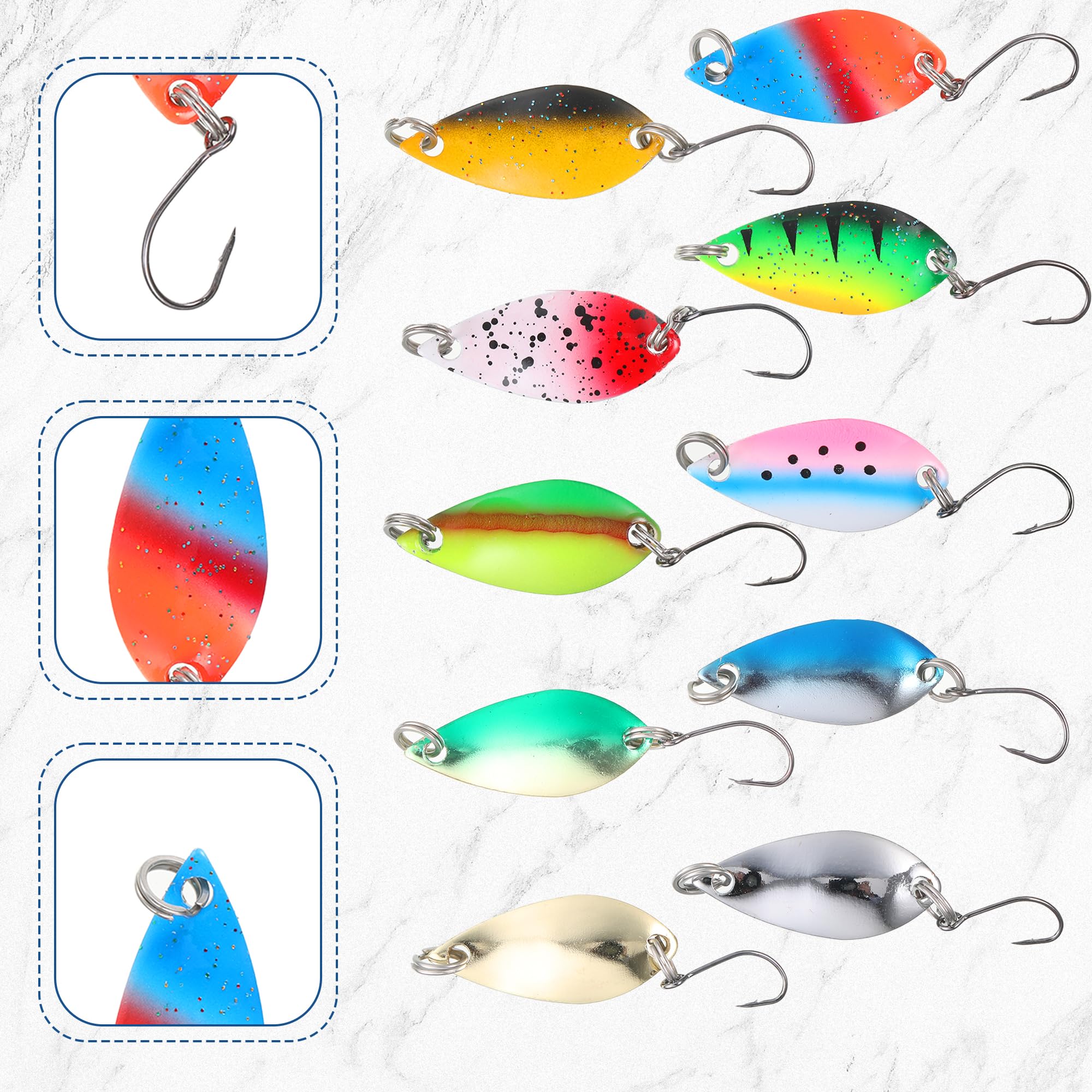 Set Di 8 Esche Rotanti Per Pesca Alla Trota, Con Amo Singolo, Multicolore, Per Acqua Dolce E Salata