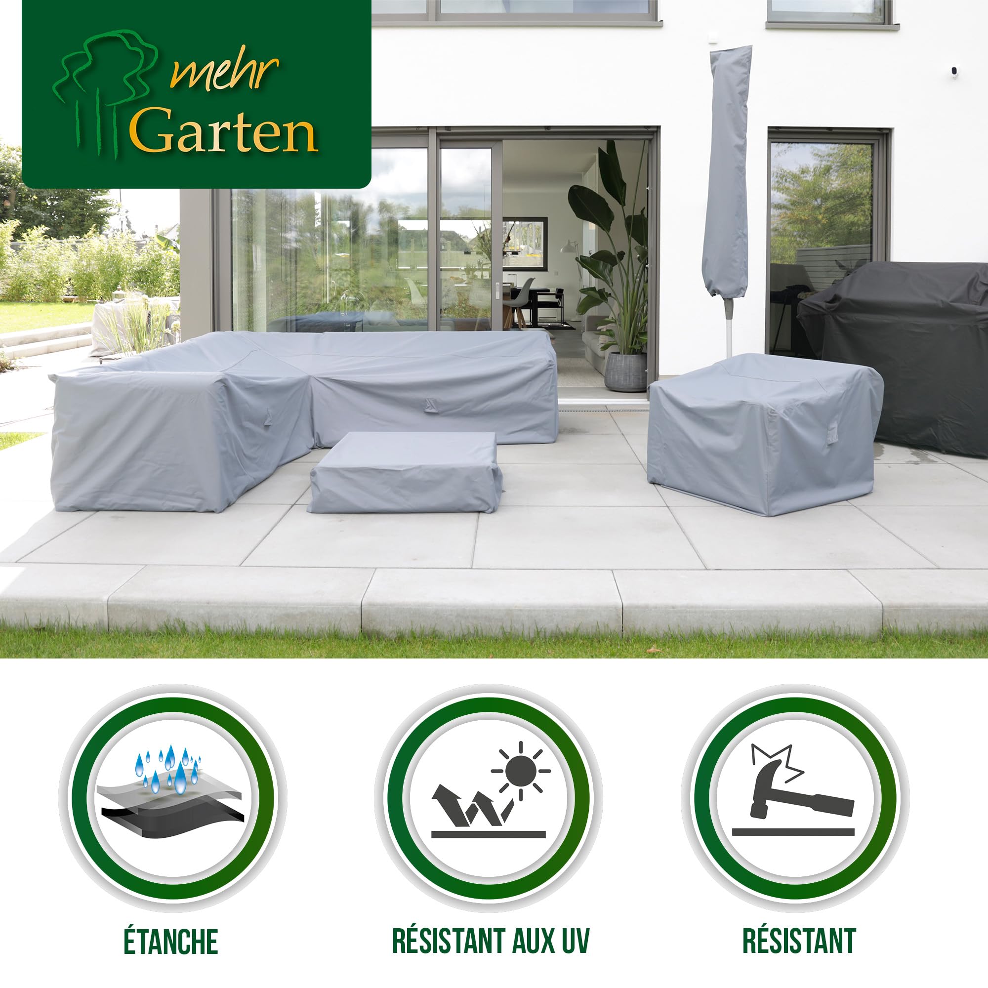 Housse salon de jardin en L gauche 300x245x80 cm
