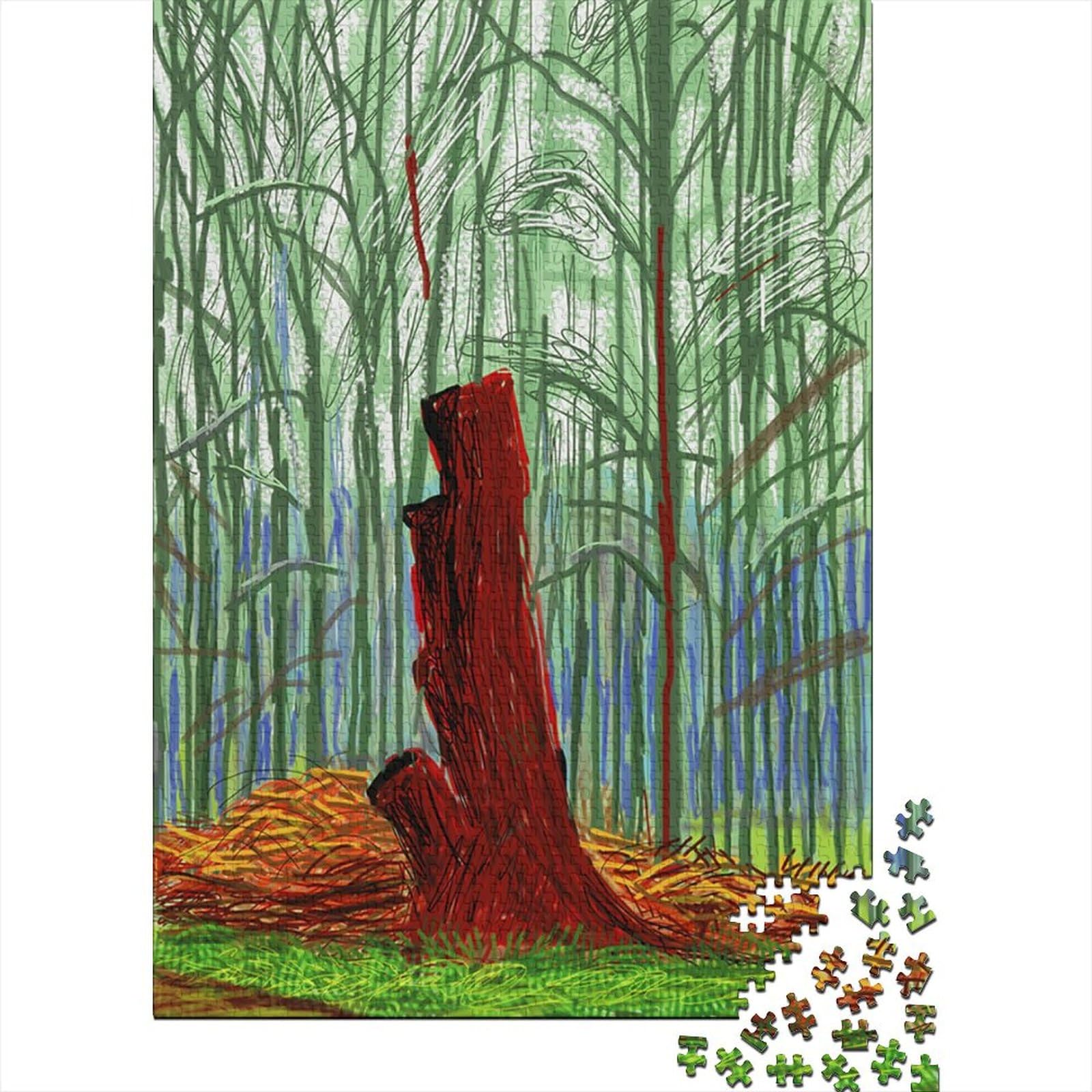 David Hockney Puzzle Wooden 1000 Pieces Museum Jigsaw Impossible World Famous Paintings Jigsaws Fine Art Puzzles Challenge Toy Home Decoration