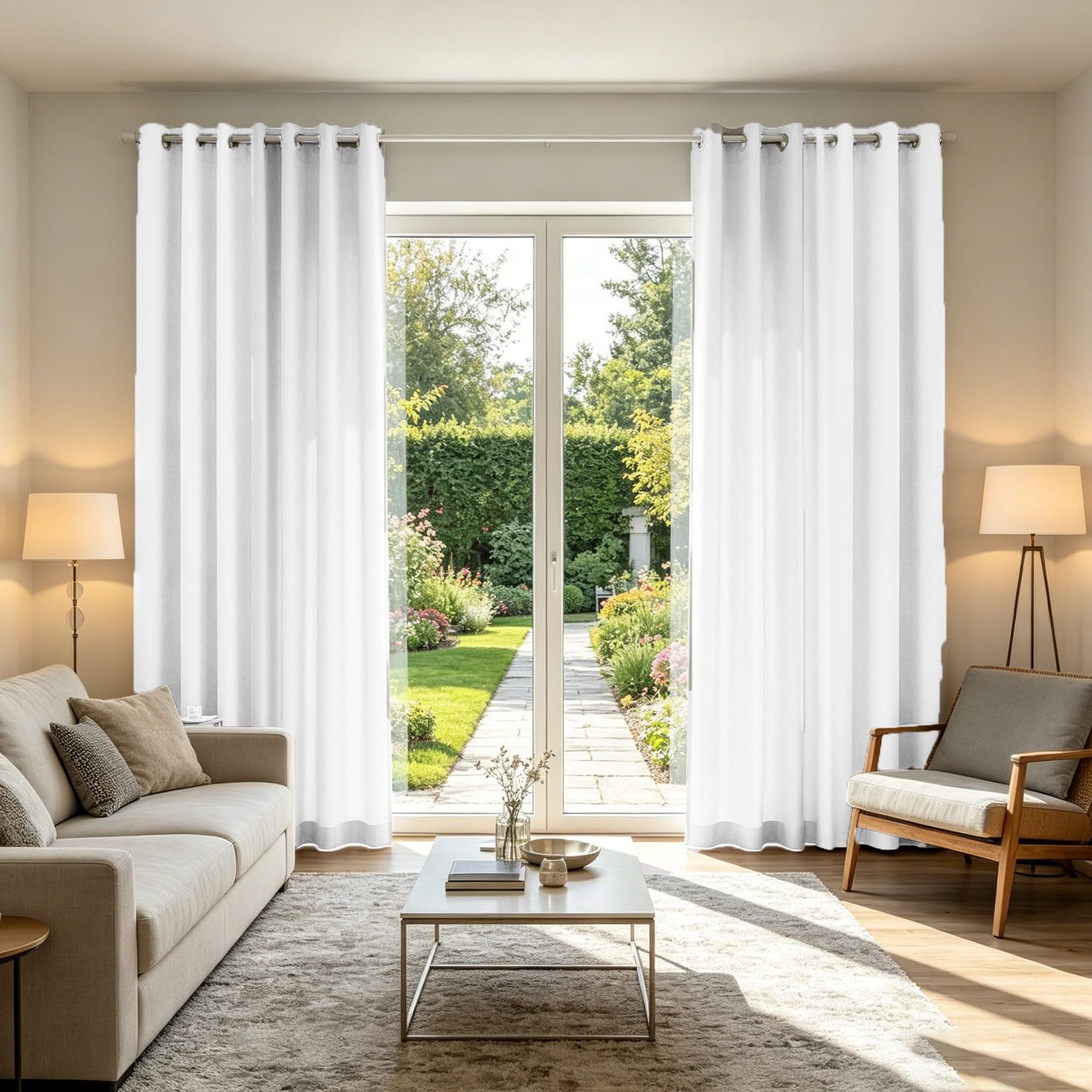 Verdunklungsvorhänge 125 x 115 cm mit Ösen, mit Gegen Kälte, Blickdicht Abdunkelnde Vorhänge, Ösenvorhang Elegant Glatt Einfarbig, Hitzeschutz für Wohnzimmer Schlafzimmer, Weiß