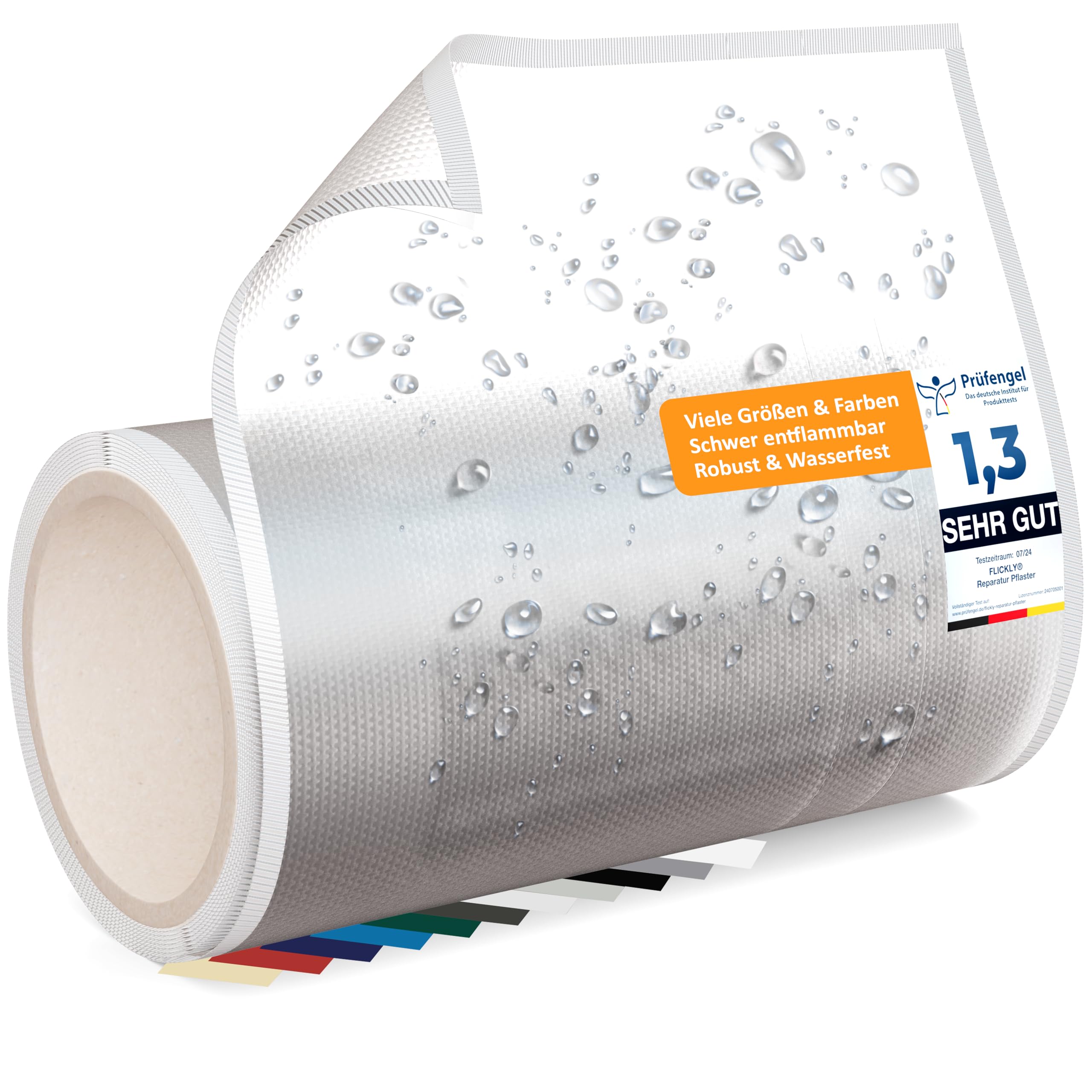 Parches de reparación autoadhesivos | camión, remolque, tienda, toldos, camping, sombrillas, piscina | disponible en muchos colores | 2,5 m x 200 mm | Transparente