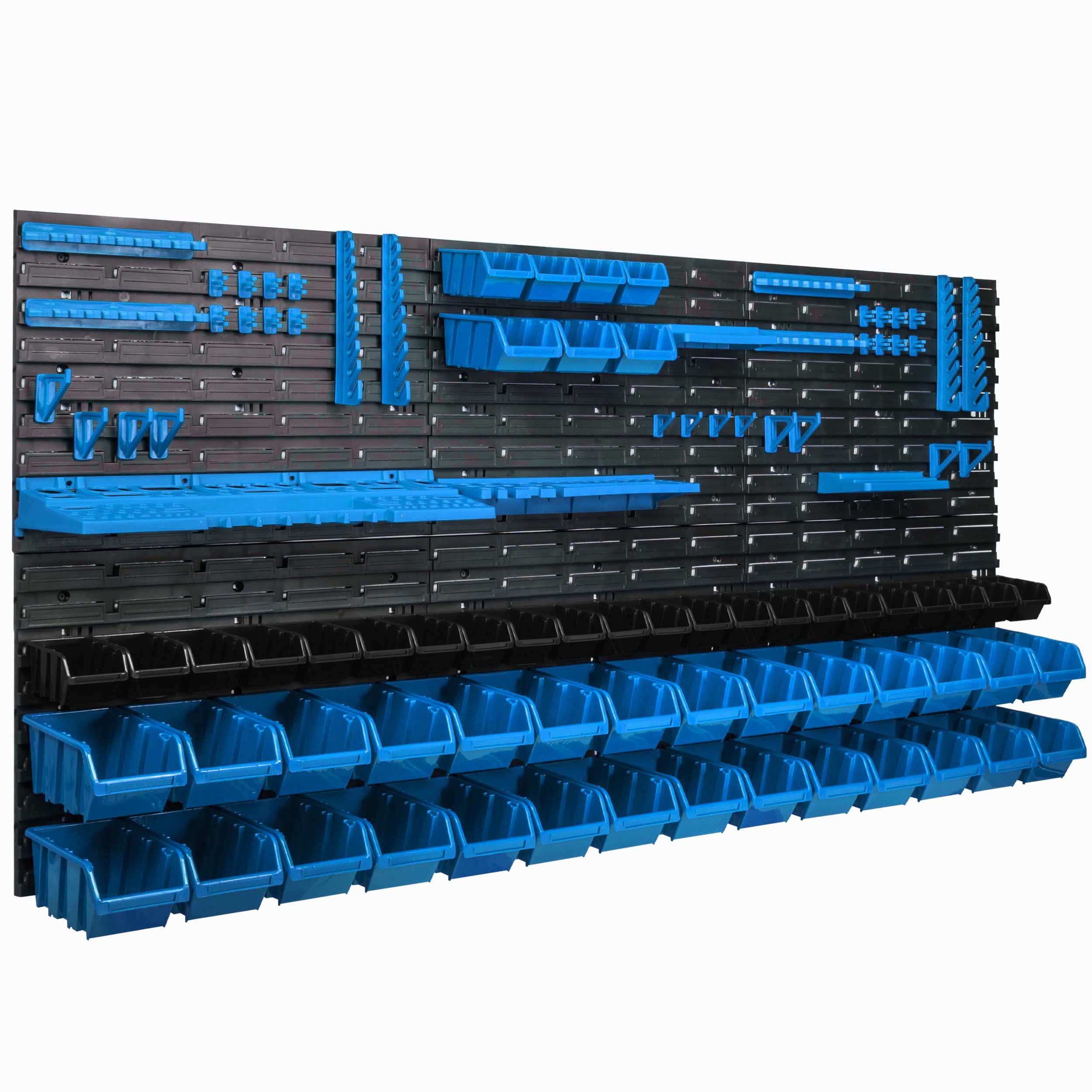 System przechowywania regał ścienny 173 x 78 cm, uchwyty na narzędzia, 57 szt. Pojemniki do układania w stos, regał do przechowywania magazynów, bardzo mocne płyty ścienne, regał z możliwością rozbudowy, regał warsztatowy, regał magazynowy