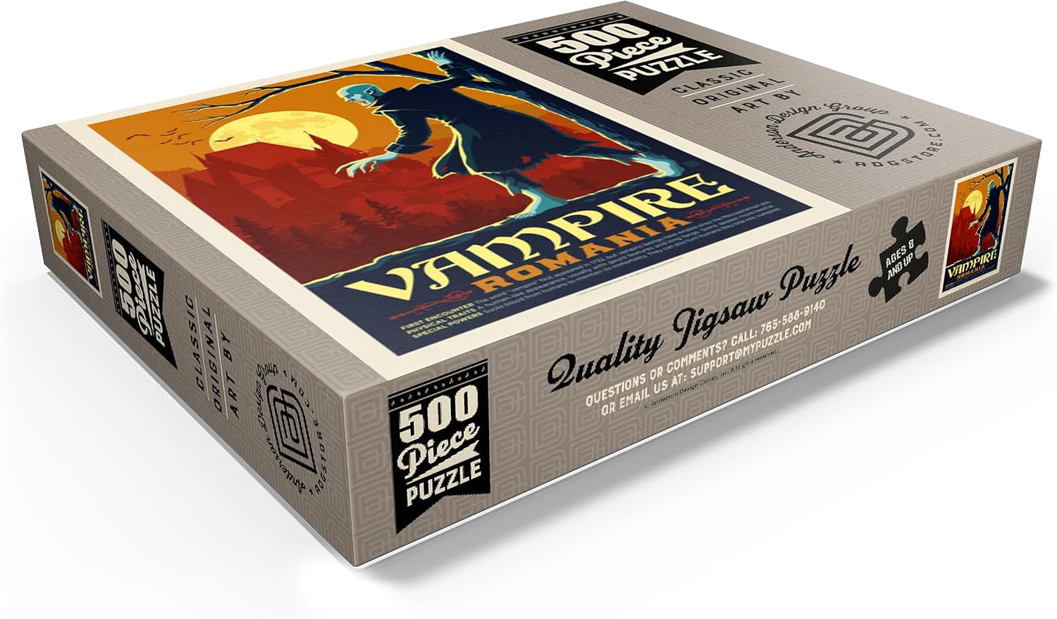 MyPuzzle Mythical Creatures: Vampire (Romania), Vintage Poster - Premium 500 Piece Jigsaw Puzzle for Adults