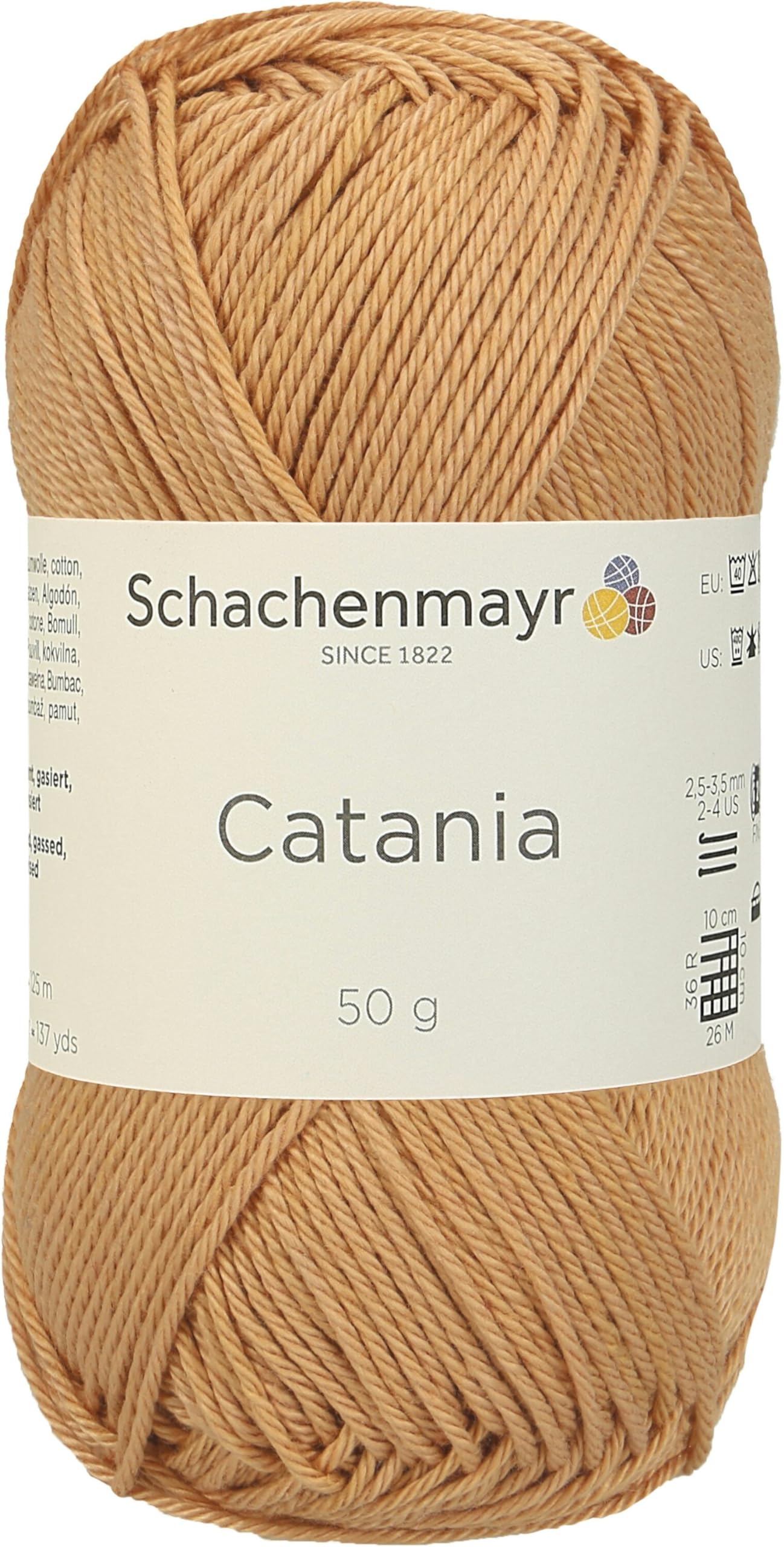 Schachenmayr Hand Knitting Yarns Catania, 50G Camel, 11.5 x 5.2 x 6 cm — image 1