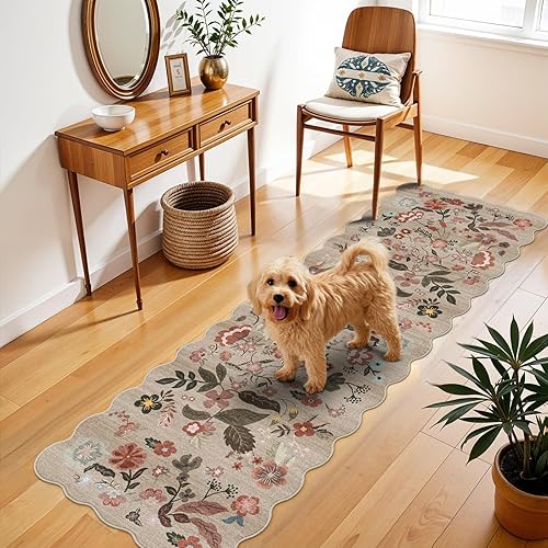 Washable 2x6 Hallway Runner Rug: Vintage Water Resistant Kitchen Rug