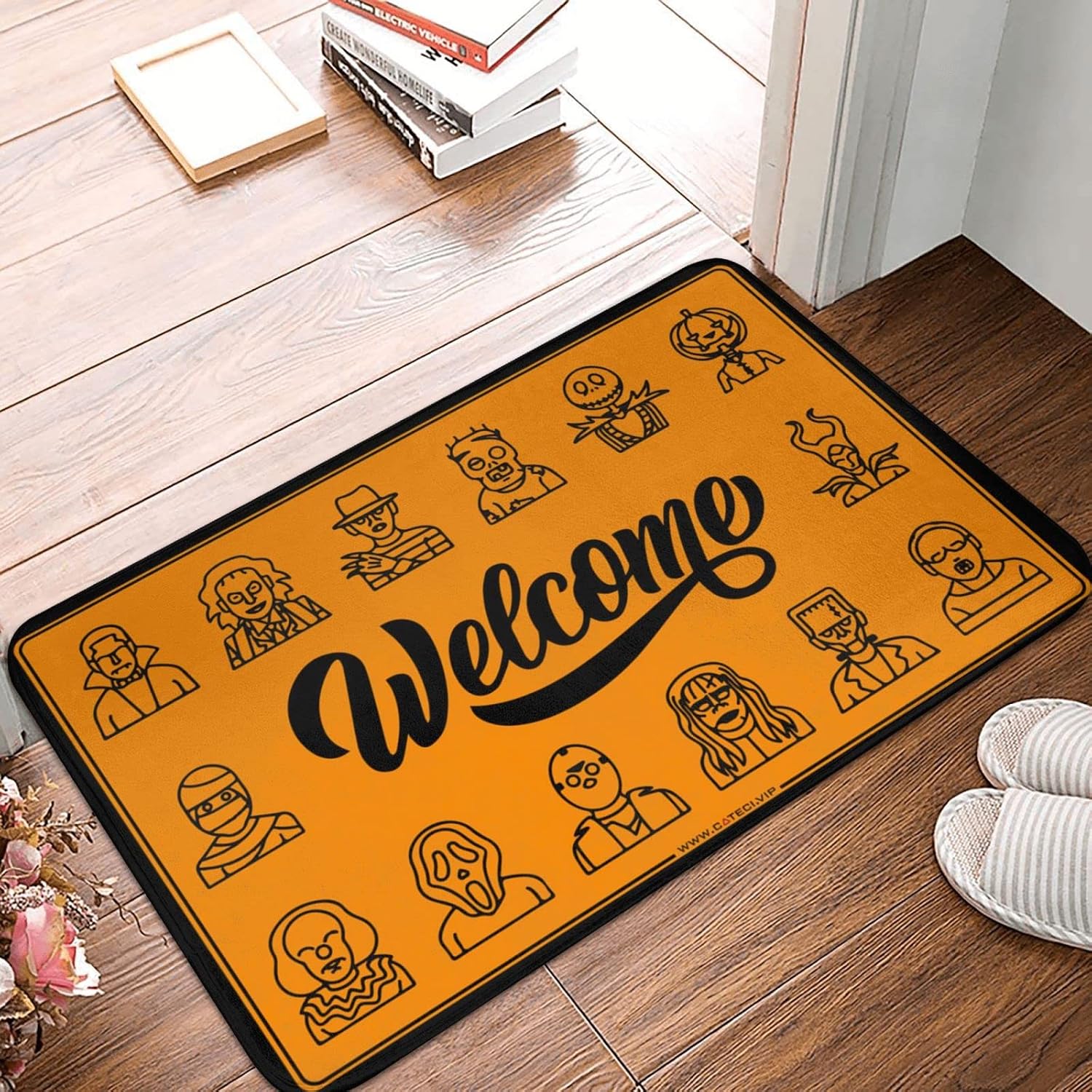 Floor Mats for House Halloween Characters Welcome Doormat Autumn Door Mats Outdoor Funny Shoes(50X80CM)