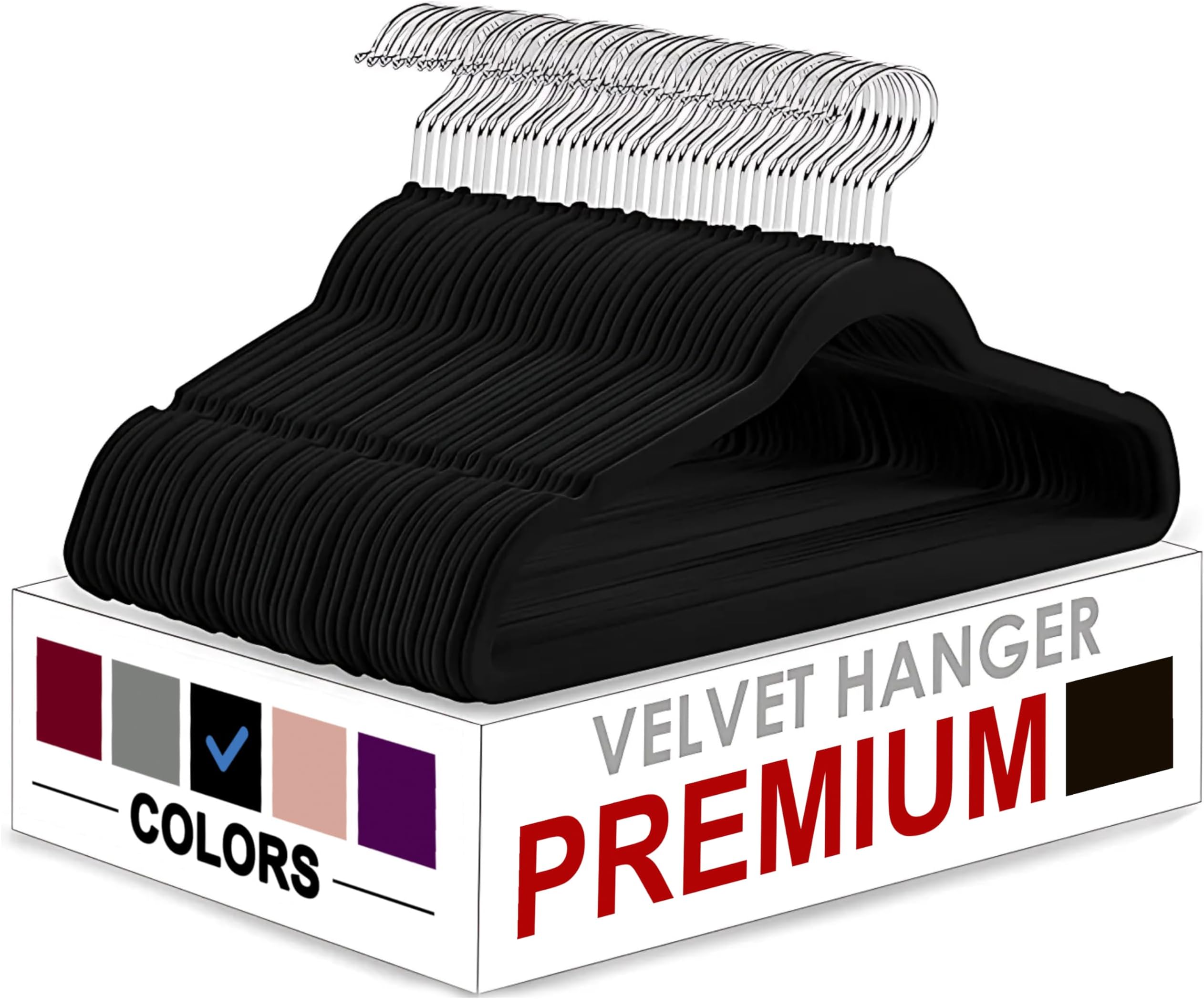 HOM ALLEN Velvet Hangers for Clothes - Heavy Duty, Non-Slip Hangers for Wardrobe - Space Saving Hanger for Clothes Hanging - Durable Velvet Hangers for Suits & Coats Pack of 20