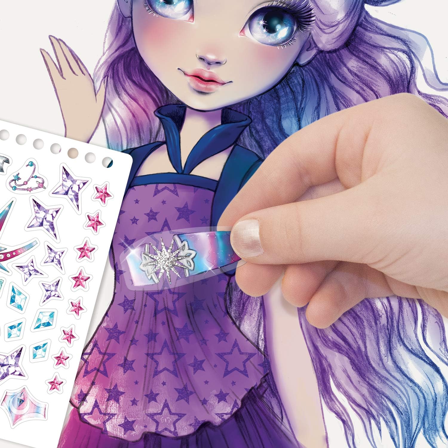 Nebulous Stars Creative Kids Sketchbook Set - 35 Stenciled White and Colored Pages - Comes with 80 Stencils