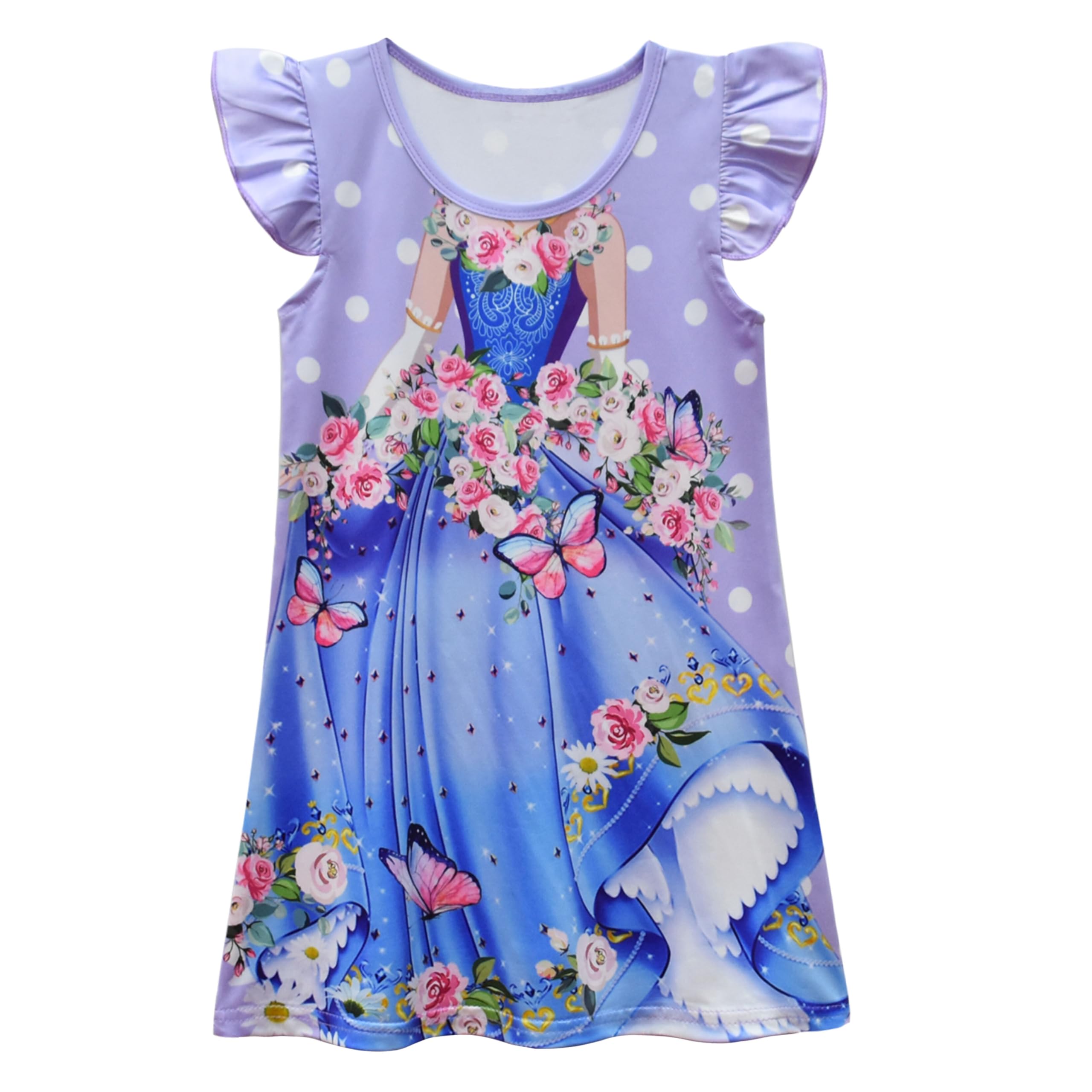AOVCLKID Little Girls Princess Costume Girls Casual Cartoon Printed Dress