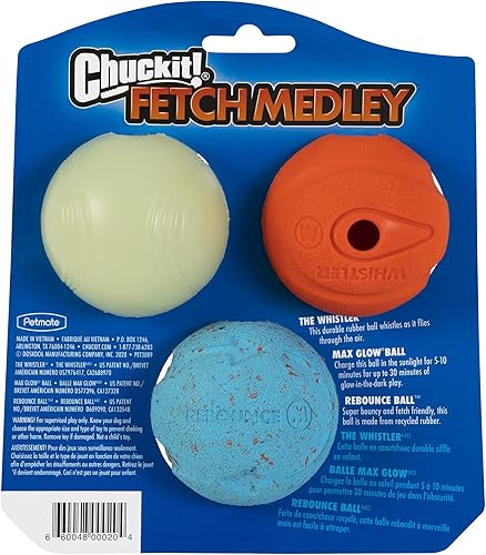 Miniatura 3 de Chuckit! Pelotas para perros silbantes, brillantes y rebotantes (2.5 pulgadas) para perros medianos
