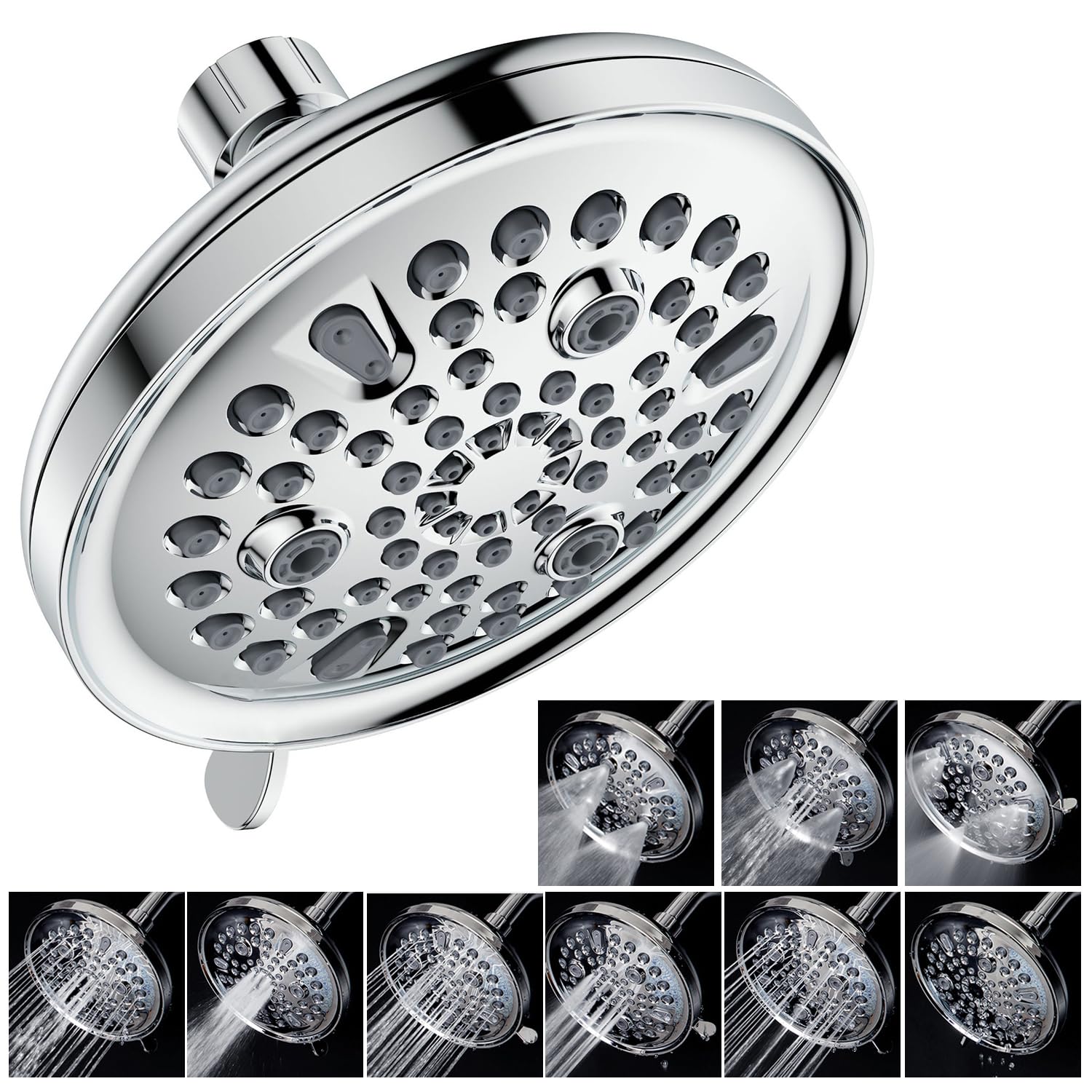 Pommeau De Douche Carré Anti-calcaire JINYOMFLY - 15cm, Haute Pression, économie D'eau, Design Universel