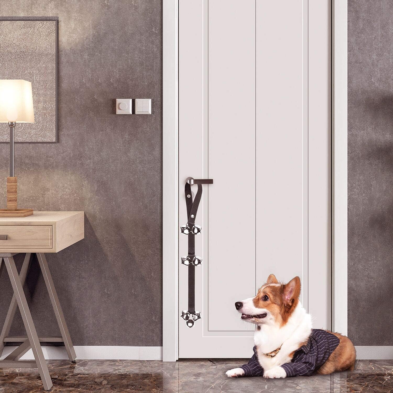 TIOVERY Dog Doorbells for Door Potty Training, Adjustable Door Bell for Housetraining Door Knob Go Outside, Include 1 Dog Training Clickers, 1 Collapsible Dog Bowl and 1 Poop Bag Holder for Puppy Dogs : Pet Supplies