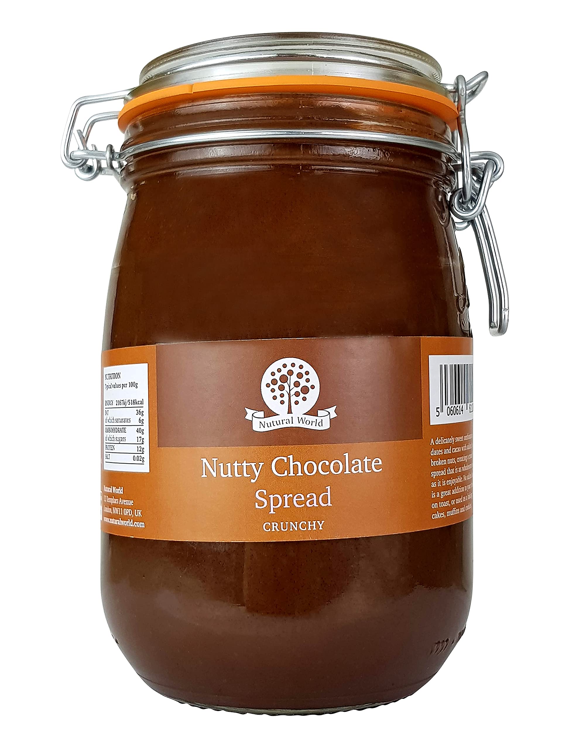 Crunchy Nutty Chocolate Spread (1kg) - Glass Jar