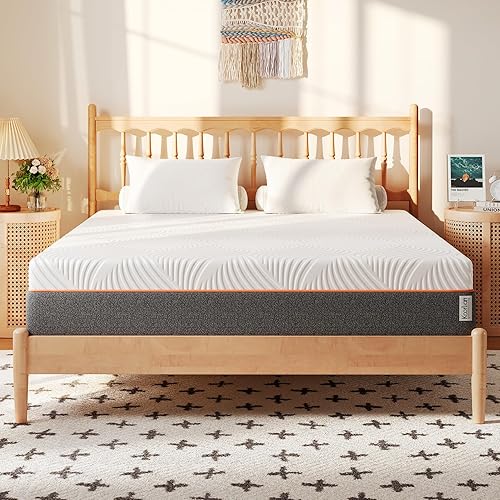 Miniatura 6 de Koorlian Colchones Queen de espuma viscoelástica de gel de 10 pulgadas para dormir refrescantes y aliviar la presión, colchón tamaño Queen en una