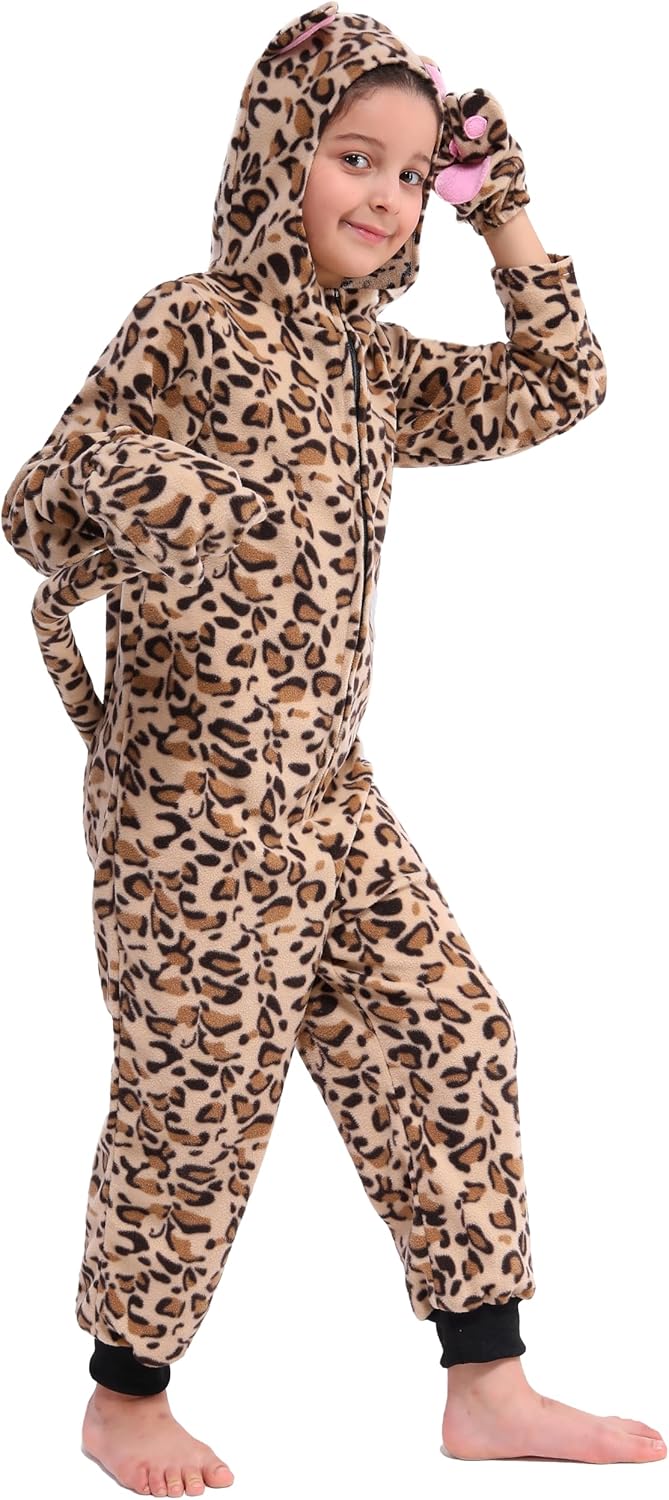 Wizland Kid Animal Onesie Tiger Black Cat Costume Cheetah Blue Monster Jumpsuit for 4-14 Years - Image 3