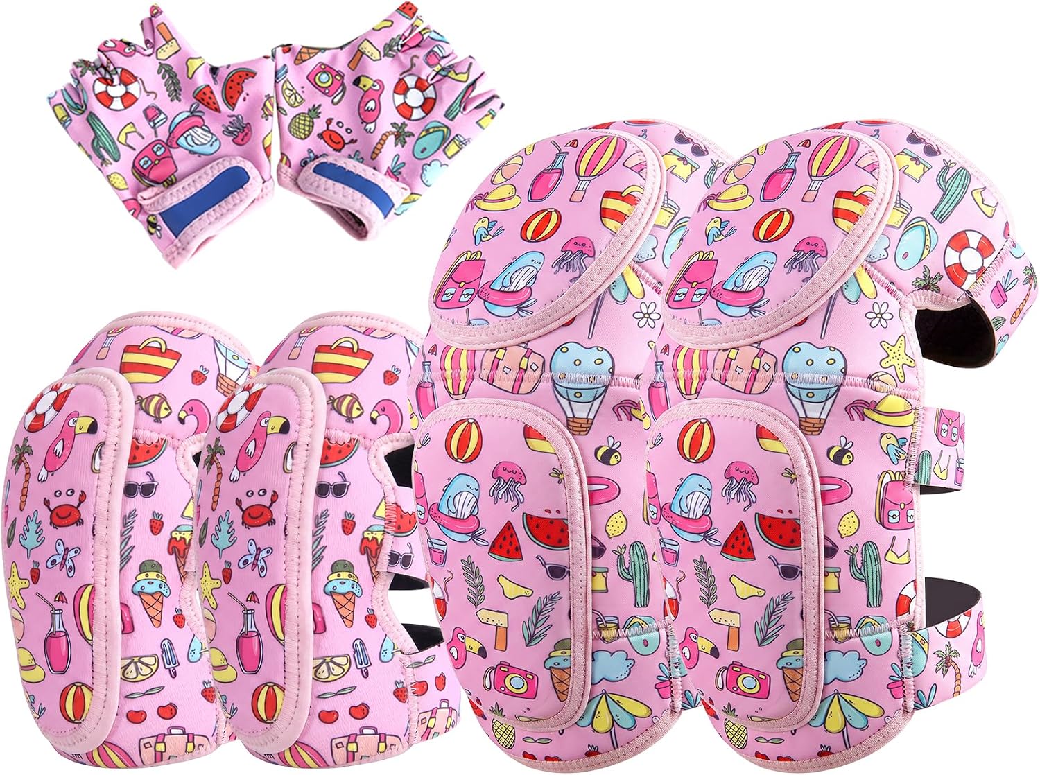 Soft-Style Kids Protective Gear Knee & Elbow Pads with Bike Gloves | For Boys and Girls Age 3-12, Multi-sport for Bicycle, Balance Bike, Kick-Scooter, Skateboard, Roller Skates