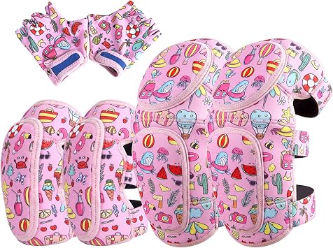 Soft-Style Kids Protective Gear Knee & Elbow Pads with Bike Gloves