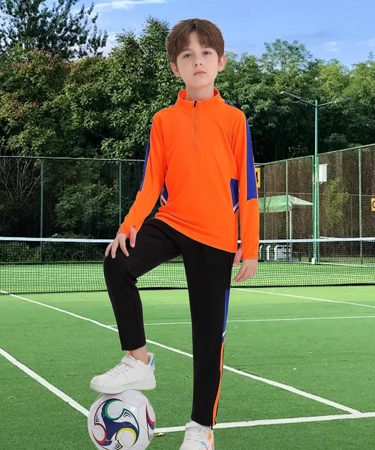 M2C Boys Color-Block 2 Piece Tracksuit 1/4 Zip Training Jacket and Pants