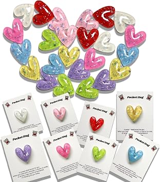 24 Sets Pocket Hug Token, Heart Stone Pocket Hugs Bulk for Coworker Employees Team Staff Friend