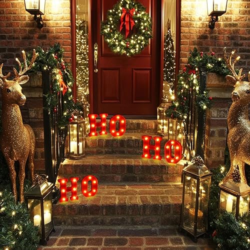 Miniatura 6 de Ho - Decoración de Navidad para interiores, 6.3 pulgadas, letras LED de marquesina iluminadas, letreros de luces de Navidad que funcionan con pilas