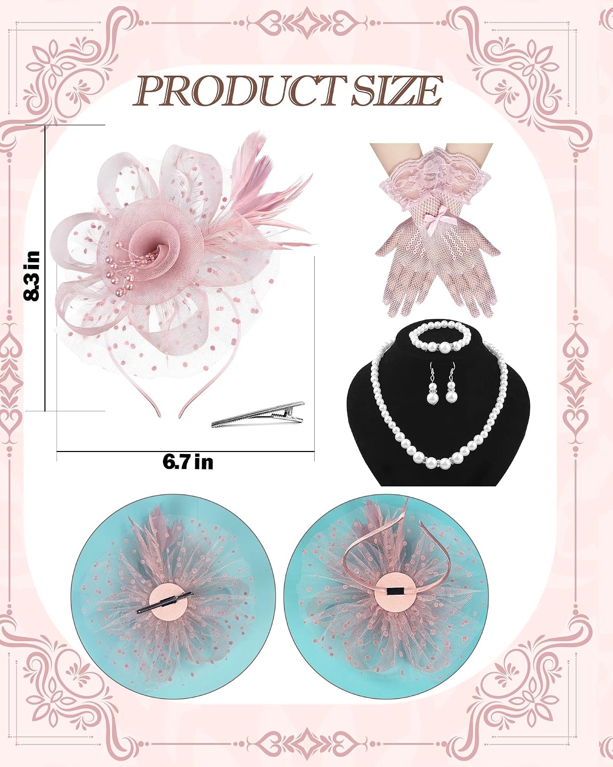 Fascinators Hat for Women Tea Party Hat Headband Flower Mesh Ribbons Feathers Clip Tea Party Headwear