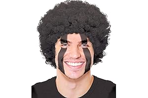 Vibrant Black Curly Party Wig Costume - 1 Count - Premium Synthetic Fiber