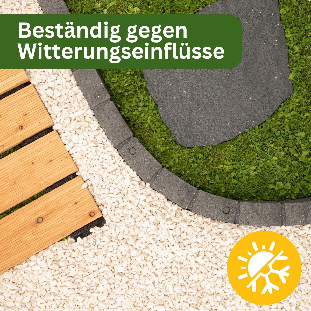 4 x Flexible Rasenkante Kunststoff 120 x 8 cm Hoch - Garten Beeteinfassung Flexibel - Grau Mähkante - Rasenkanten aus Recycling-Material – Beetumrandung Frostbestandig - Pflastersteinen