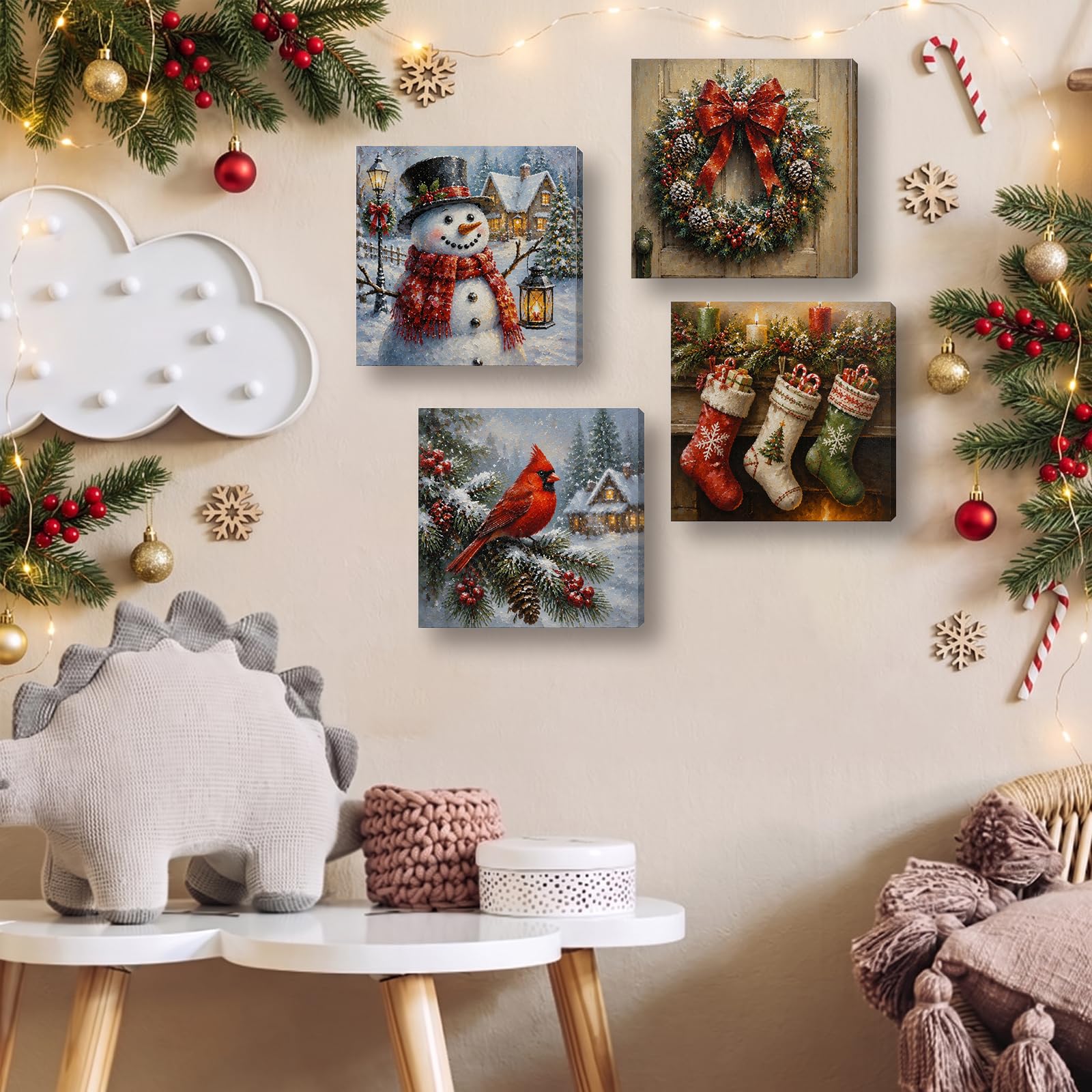 4-pakowy zestaw do kolorowania według numerów na płótnie 20x20 cm DIY