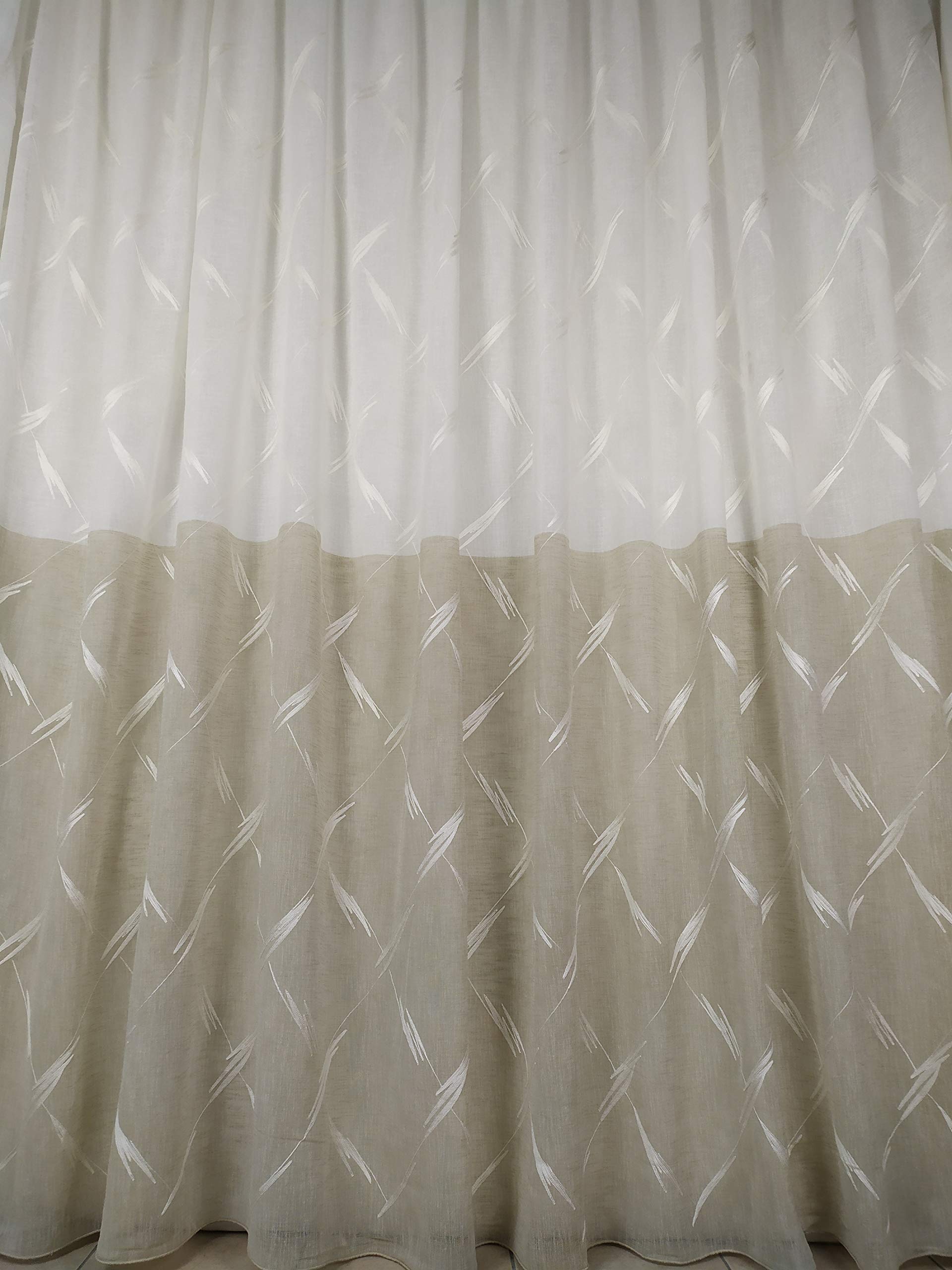 Tenda A Metraggio In Bouclè Effetto Lino | Altezza 3m Con Doppia Balza - Beige - Foto 2