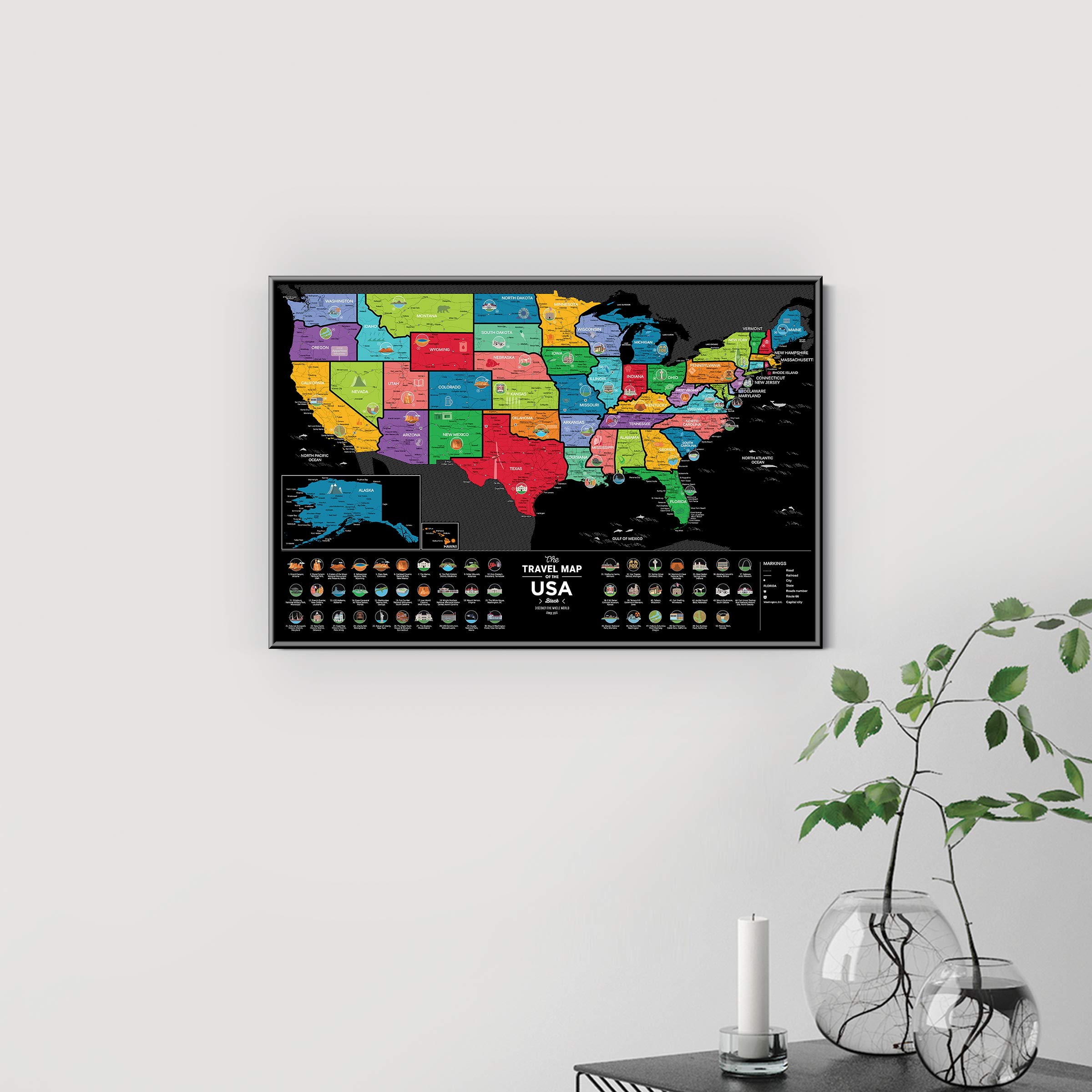 Mapa zdrapka USA Travel map black USA