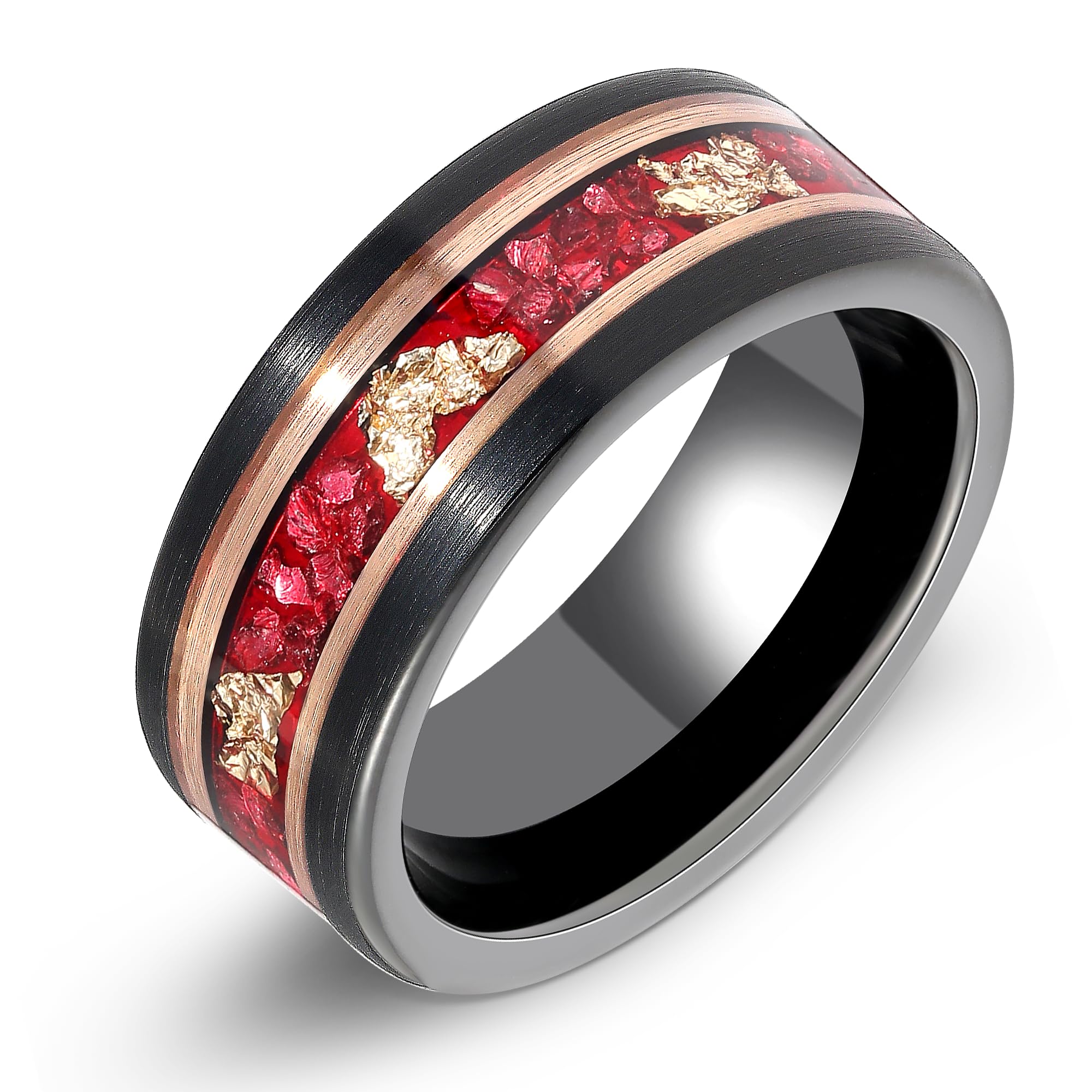 Ruby Inlaid Wring Natural Gemstone Wedding Ring IRROYA Tungsten Carbide Men's Wedding ...