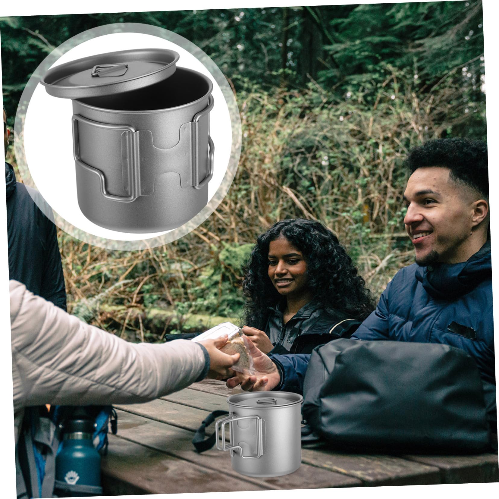 Titanium Outdoor Becher mit Klappbarem Griff und Deckel Langlebiger Leichter Tee Kaffeebecher für Camping Wandern Rucksacktouren und Bürogebrauch Wiederverwendbar