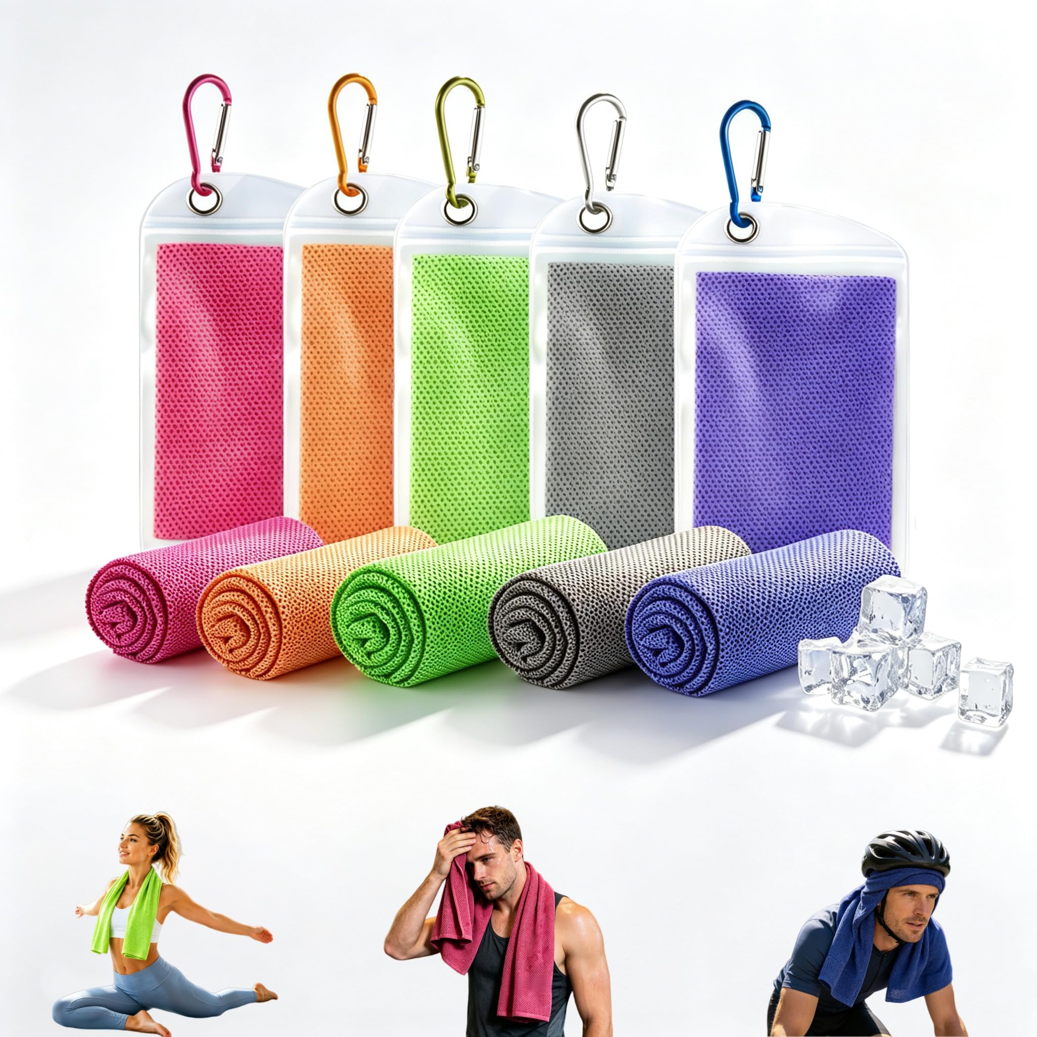 Dyiouxin Cooling Towels for Neck and Face,100x30 cm Ice Cool Microfibre Towel,cooling towels for hot weather,soft breathable for Gym,Yoga, Golf, Running,Camping,5-Pack multifunctional cool towel
