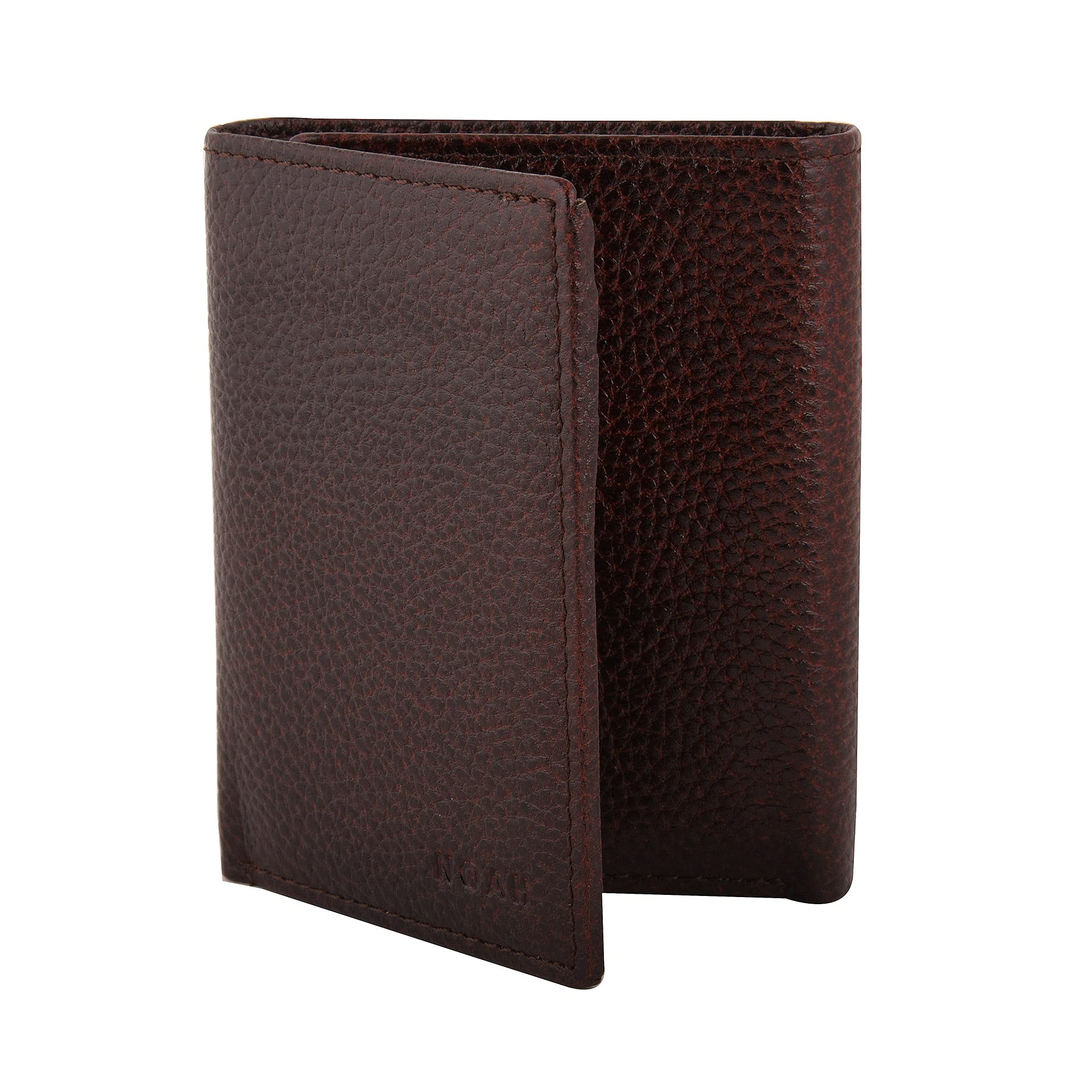 Maison De NoahGrain Leather RFID Blocking Trifold Wallet for Men - Milled Cherry Brown