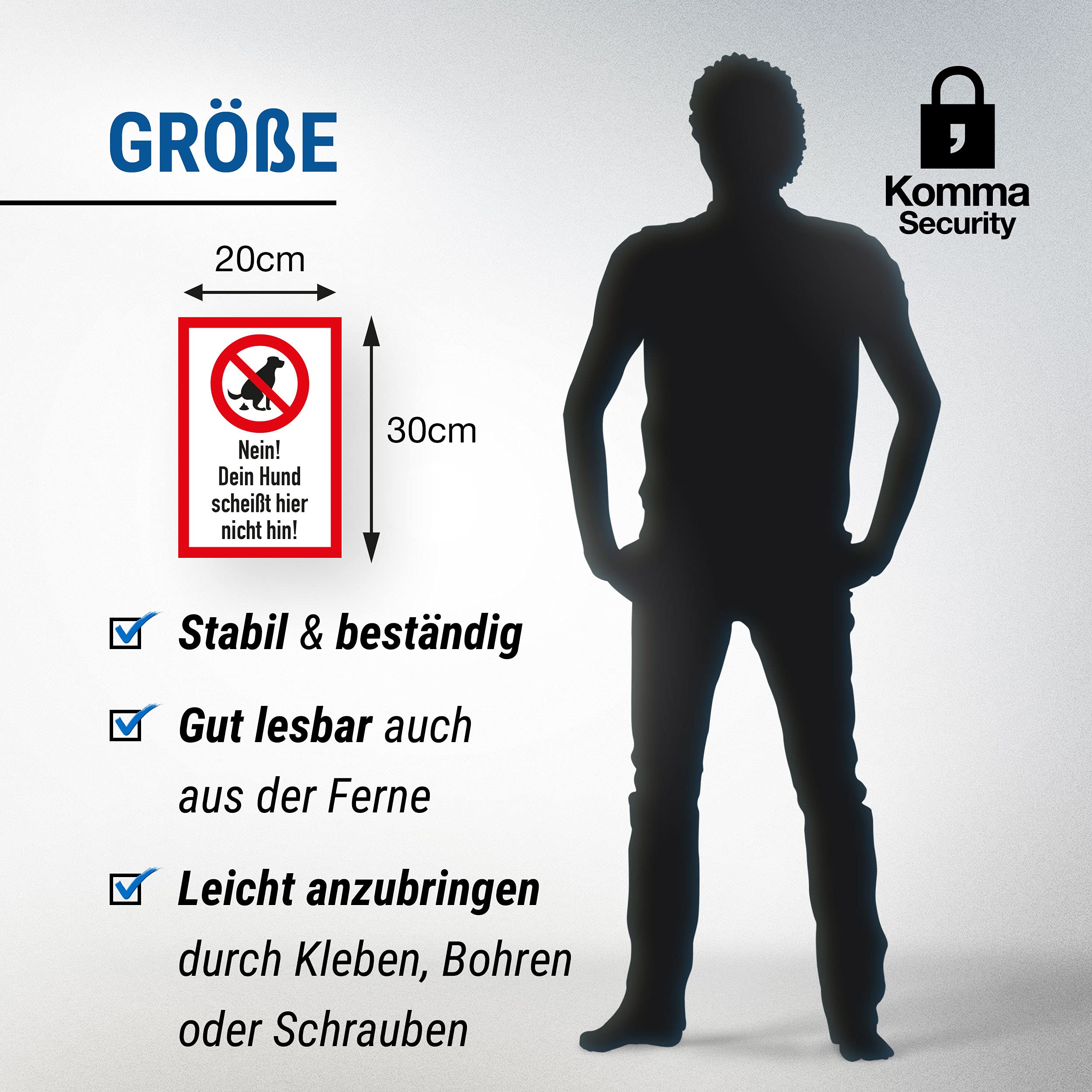 Komma Security Dog Sign "Du Scheißt hier nicht hin, Meadow Sign Hunde kacken verboten - Image 2
