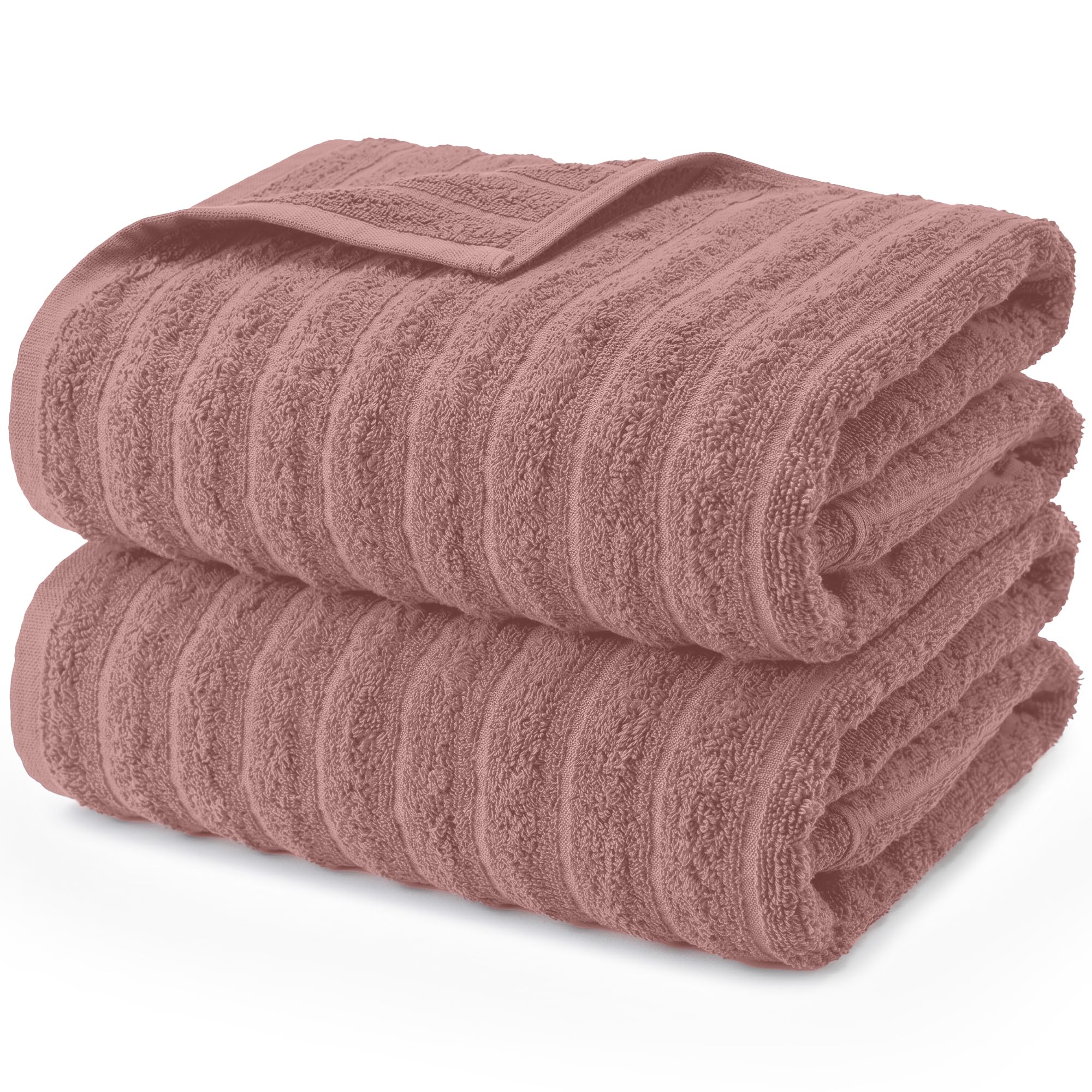 DAN RIVER Ribbed Extra Large Bath Sheets Pack of 2, 35 x 70 Inches, Dusty