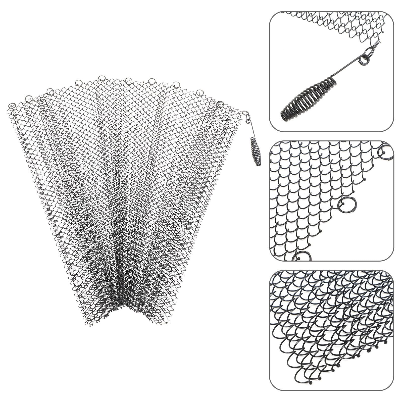 BESPORTBLE 4 Pezzi Tenda Rete per Caminetti in Ferro Nero con Maniglie | Schermo a Pannello per Focolare, Resiste al Calore e Blocca Scintille, Installazione Semplice