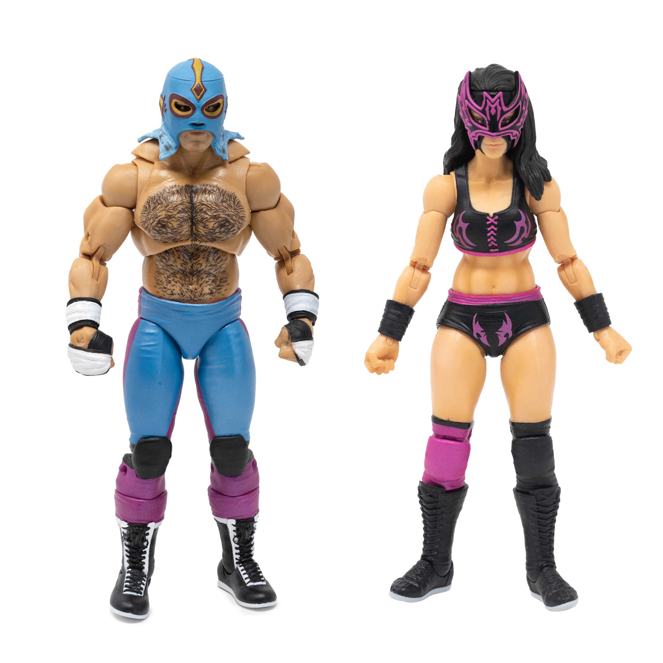 Boss Fight Legends of Lucha Libre Premium Lady Maravilla and Konnan – Includes Interchangable Parts and Accessories and Features Incredible Articulation – 1:12