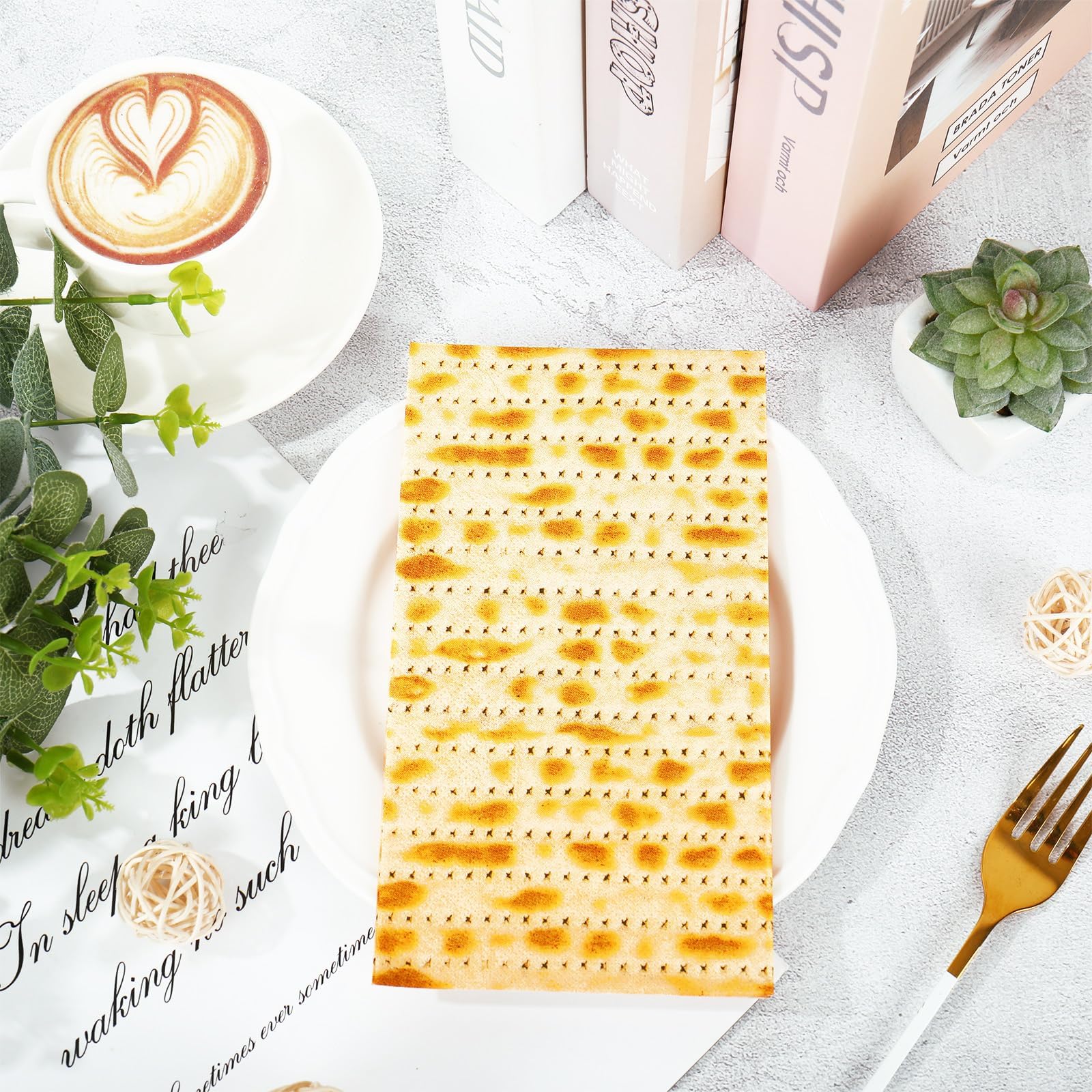 Whaline Lot de 80 serviettes en papier jetables pour invités de Pâque Matzo Seder - Serviettes de table pour fête et salle de bain